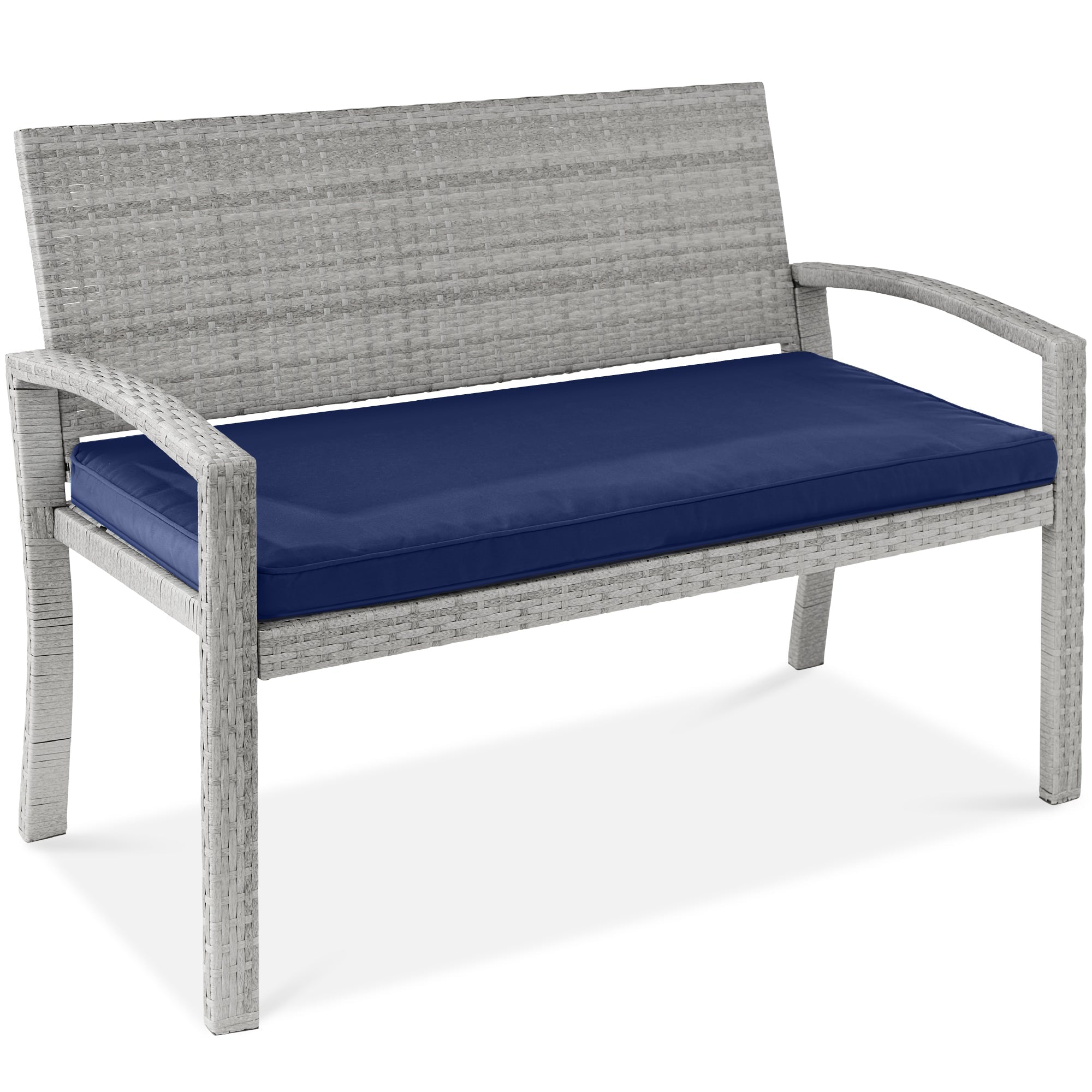 2-Person Wicker Porch Bench for Outdoor Garden with 700lb Capacity - 47in for outdoor comfort and convenience