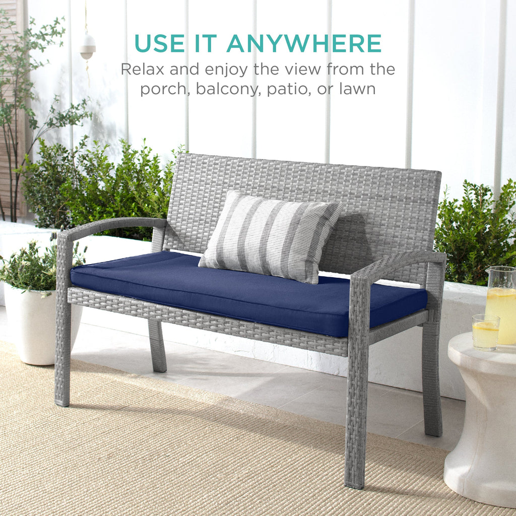 2-Person Wicker Porch Bench for Outdoor Garden with 700lb Capacity - 47in for outdoor comfort and convenience
