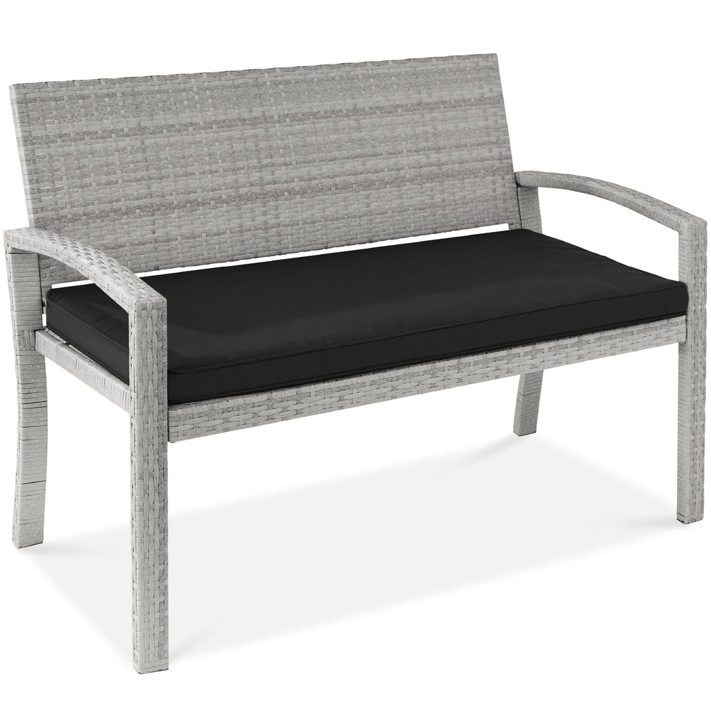 2-Person Wicker Porch Bench for Outdoor Garden with 700lb Capacity - 47in for outdoor comfort and convenience