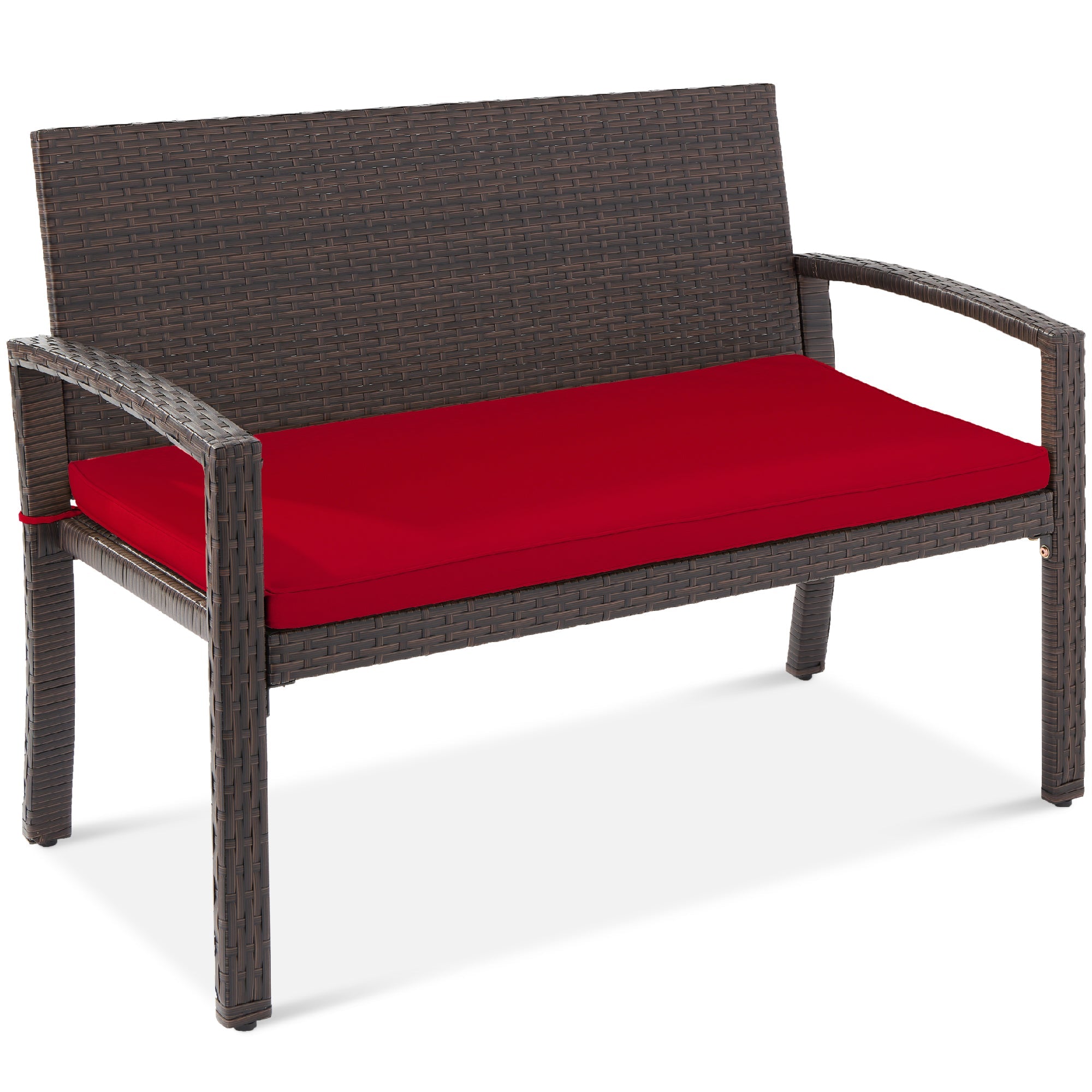 2-Person Wicker Porch Bench for Outdoor Garden with 700lb Capacity - 47in for outdoor comfort and convenience