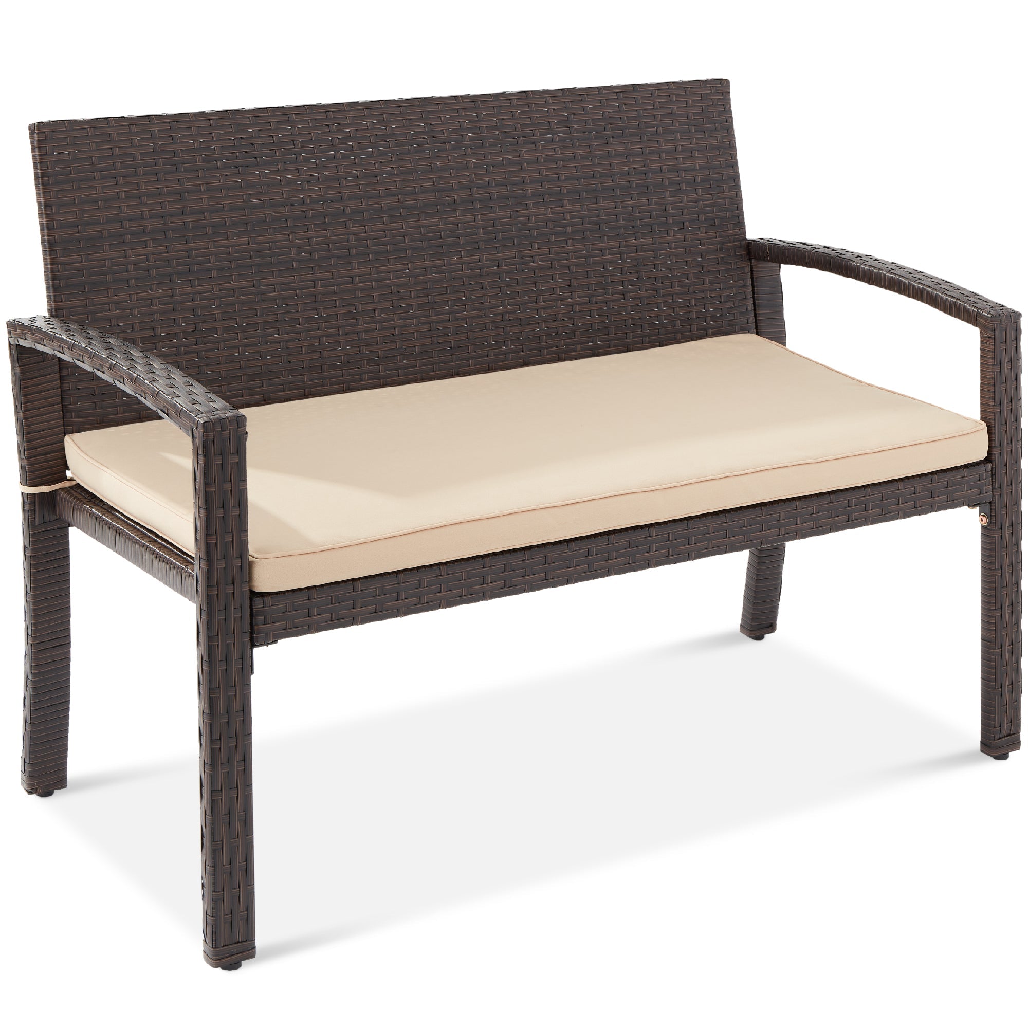 2-Person Wicker Porch Bench for Outdoor Garden with 700lb Capacity - 47in for outdoor comfort and convenience