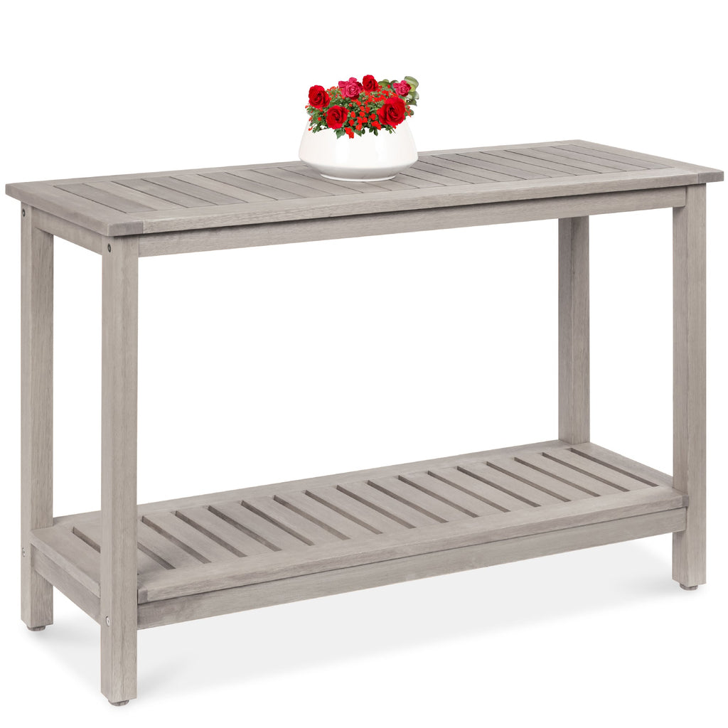 2-Shelf Wooden Console Table Storage Organizer with Natural Finish - 48in with practical style for home spaces