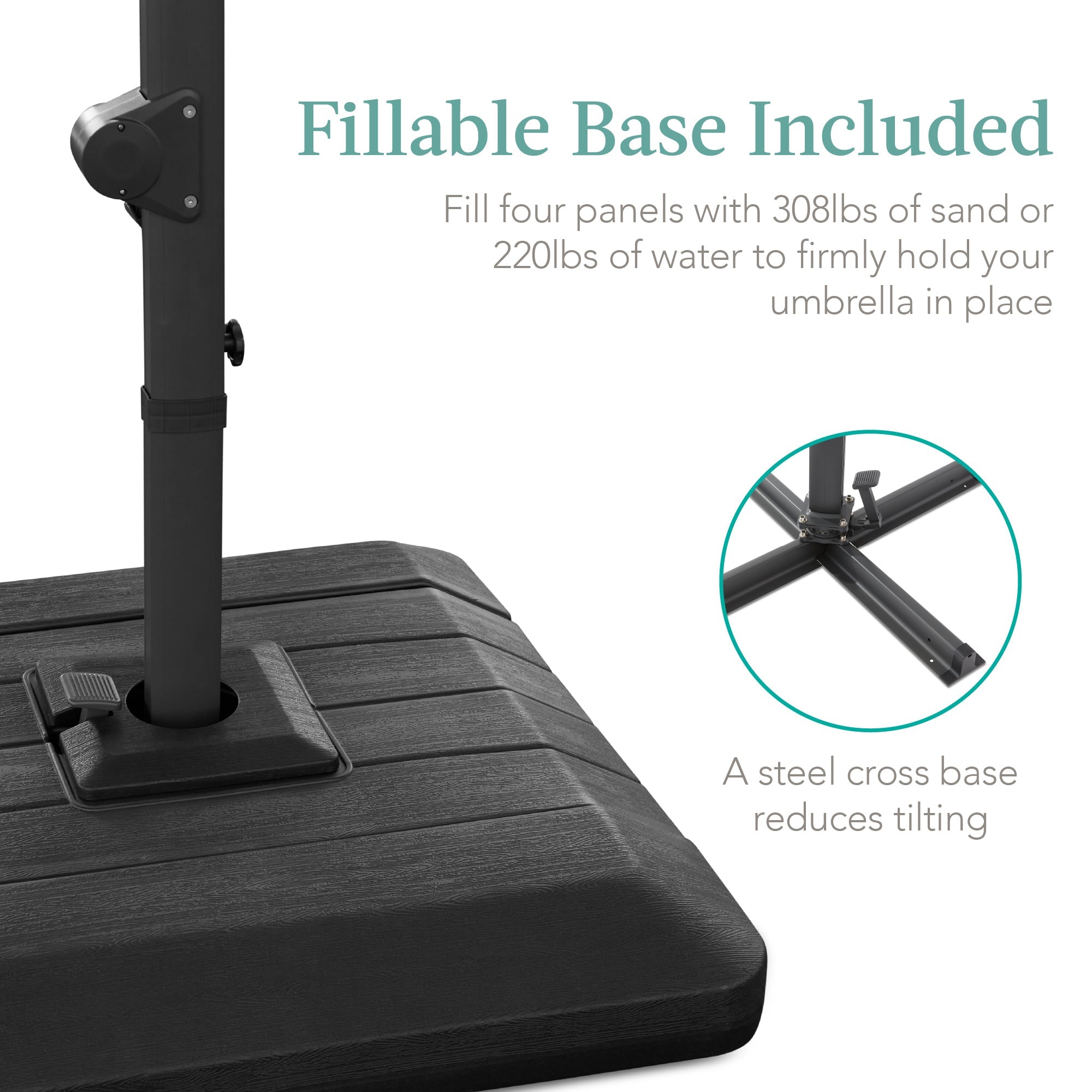 2-Tier Square LED Cantilever Offset Umbrella with 360 Rotation Base - 10x10ft for outdoor comfort and convenience
