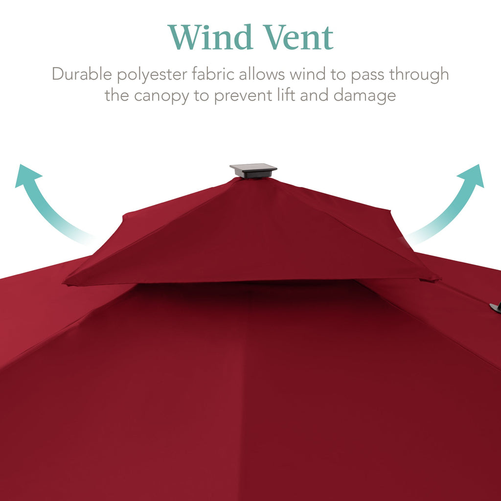 2-Tier Square LED Cantilever Offset Umbrella with 360 Rotation Base - 10x10ft for outdoor comfort and convenience