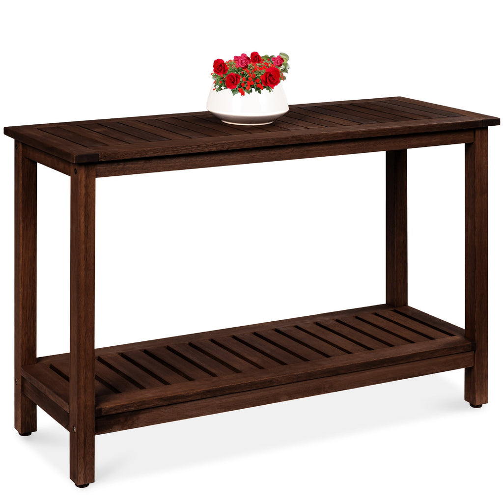 2-Shelf Wooden Console Table Storage Organizer with Natural Finish - 48in with practical style for home spaces