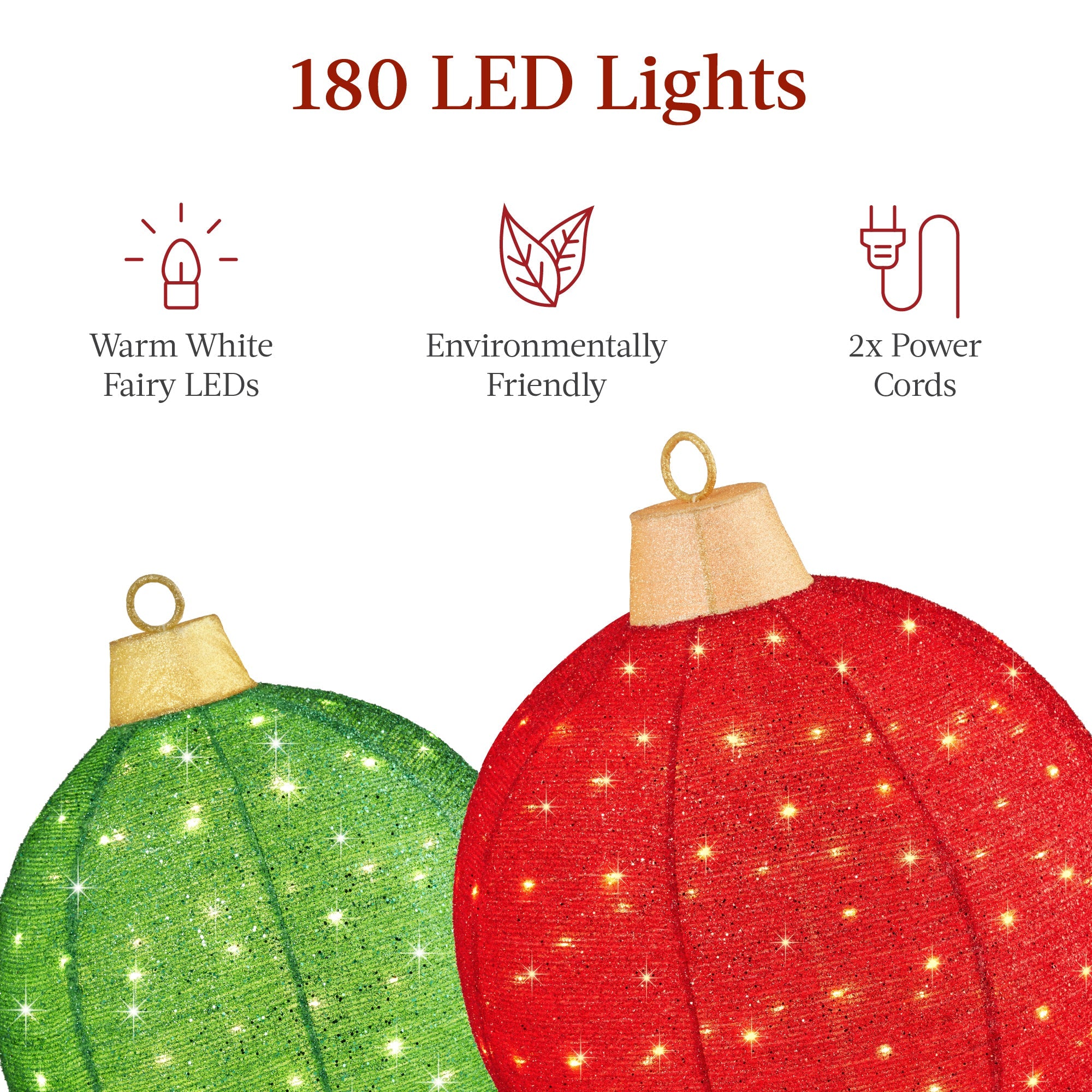 2pc Lighted Pop-Up Christmas Ornaments Decoration with 180 LED Lights Stand with eye-catching holiday style