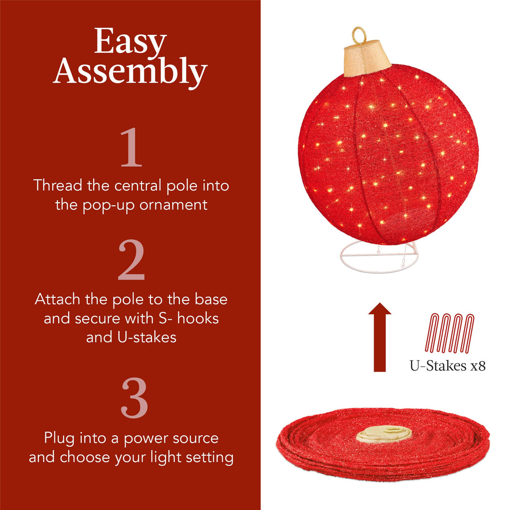 2pc Lighted Pop-Up Christmas Ornaments Decoration with 180 LED Lights Stand with eye-catching holiday style