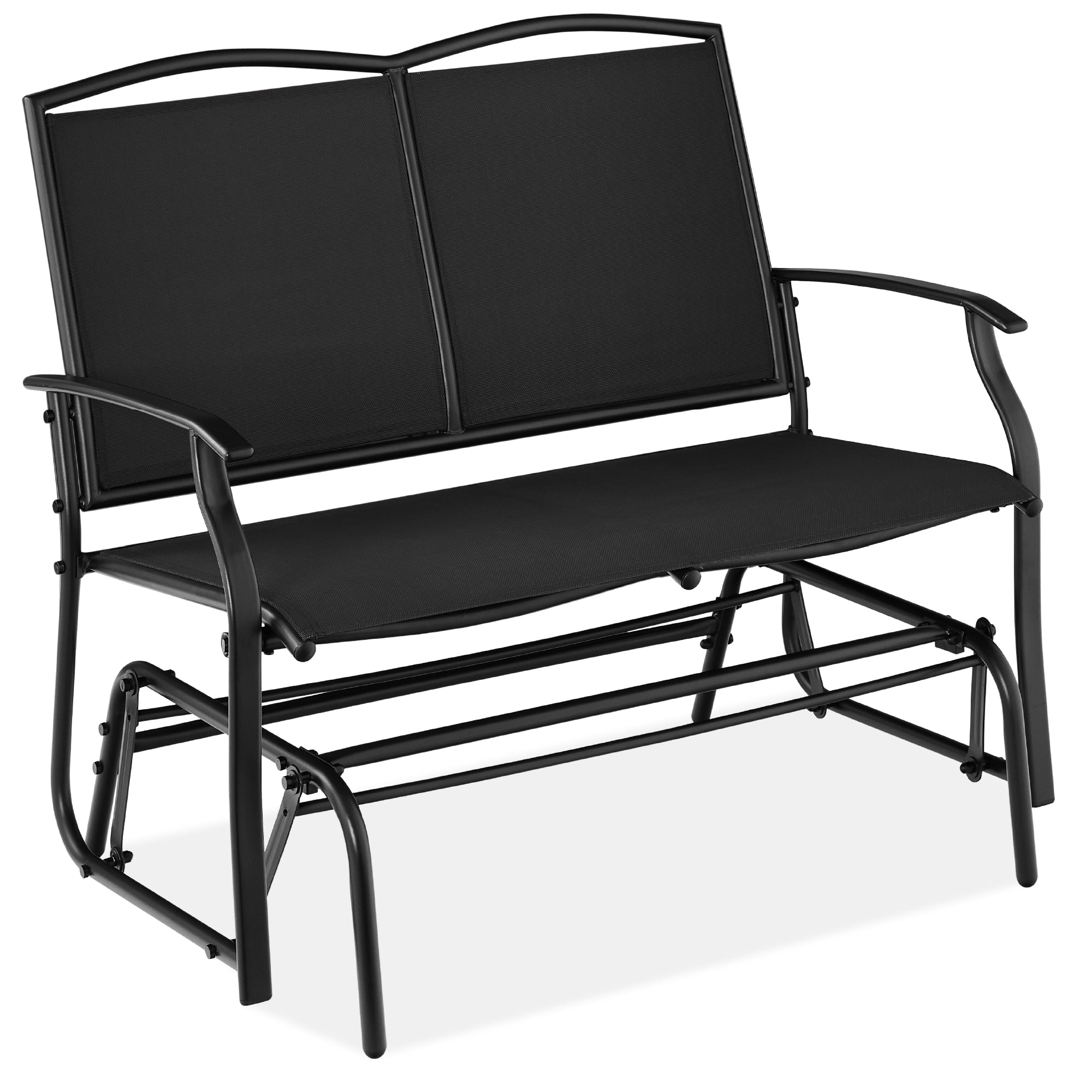 2-Person Patio Loveseat Swing Glider Bench Rocker with Armrests designed for patio and backyard use