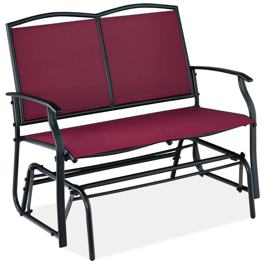 2-Person Patio Loveseat Swing Glider Bench Rocker with Armrests designed for patio and backyard use