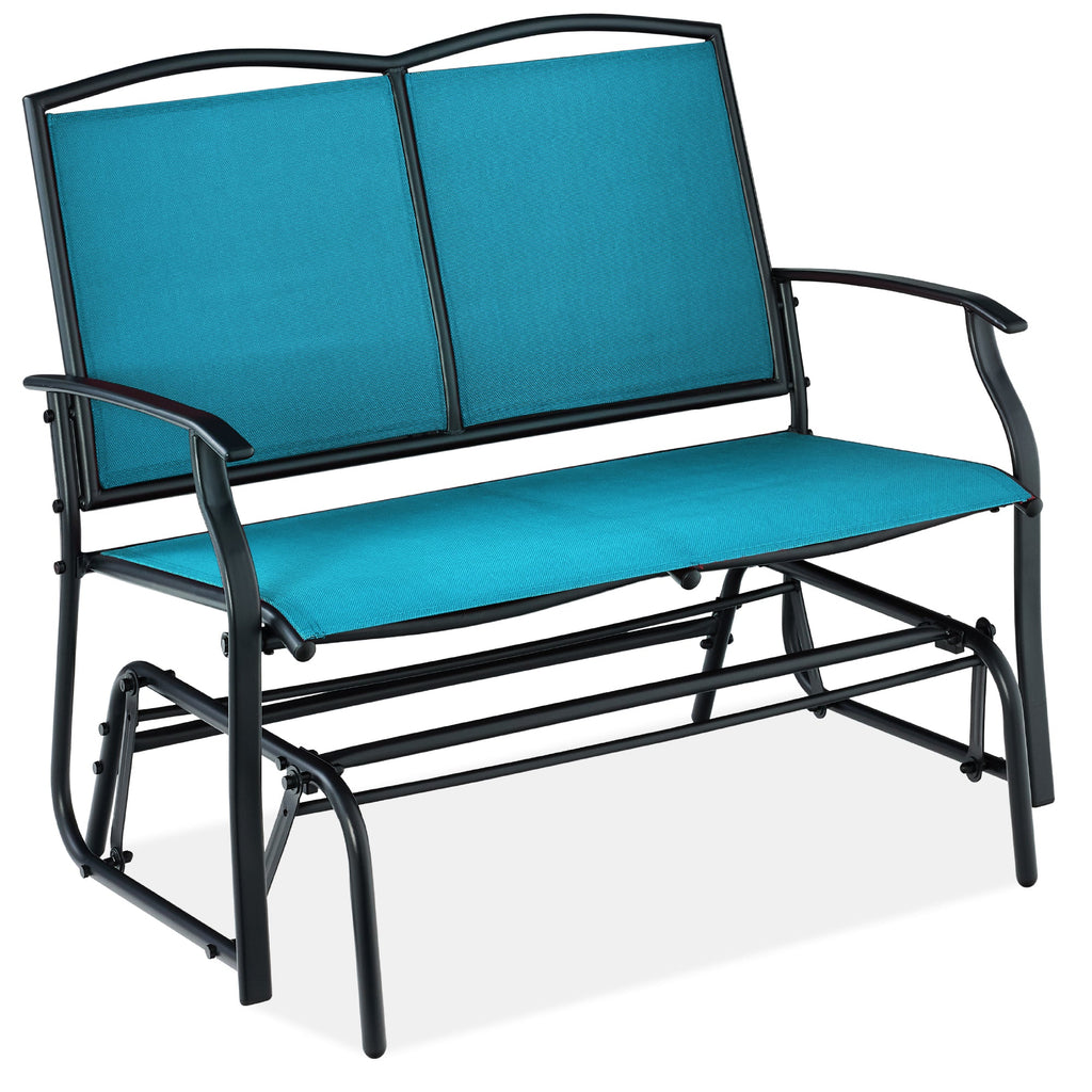 2-Person Patio Loveseat Swing Glider Bench Rocker with Armrests designed for patio and backyard use
