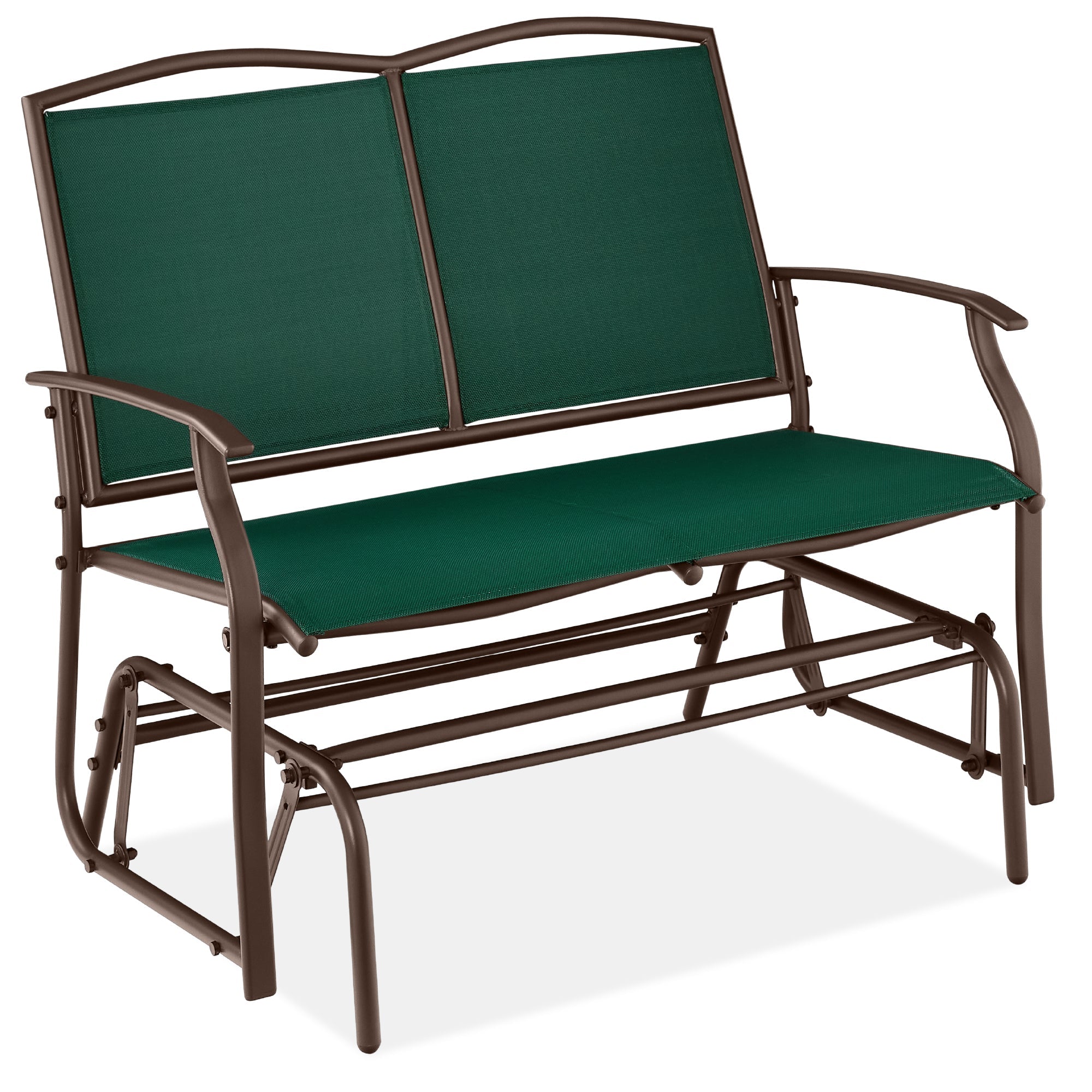 2-Person Patio Loveseat Swing Glider Bench Rocker with Armrests designed for patio and backyard use
