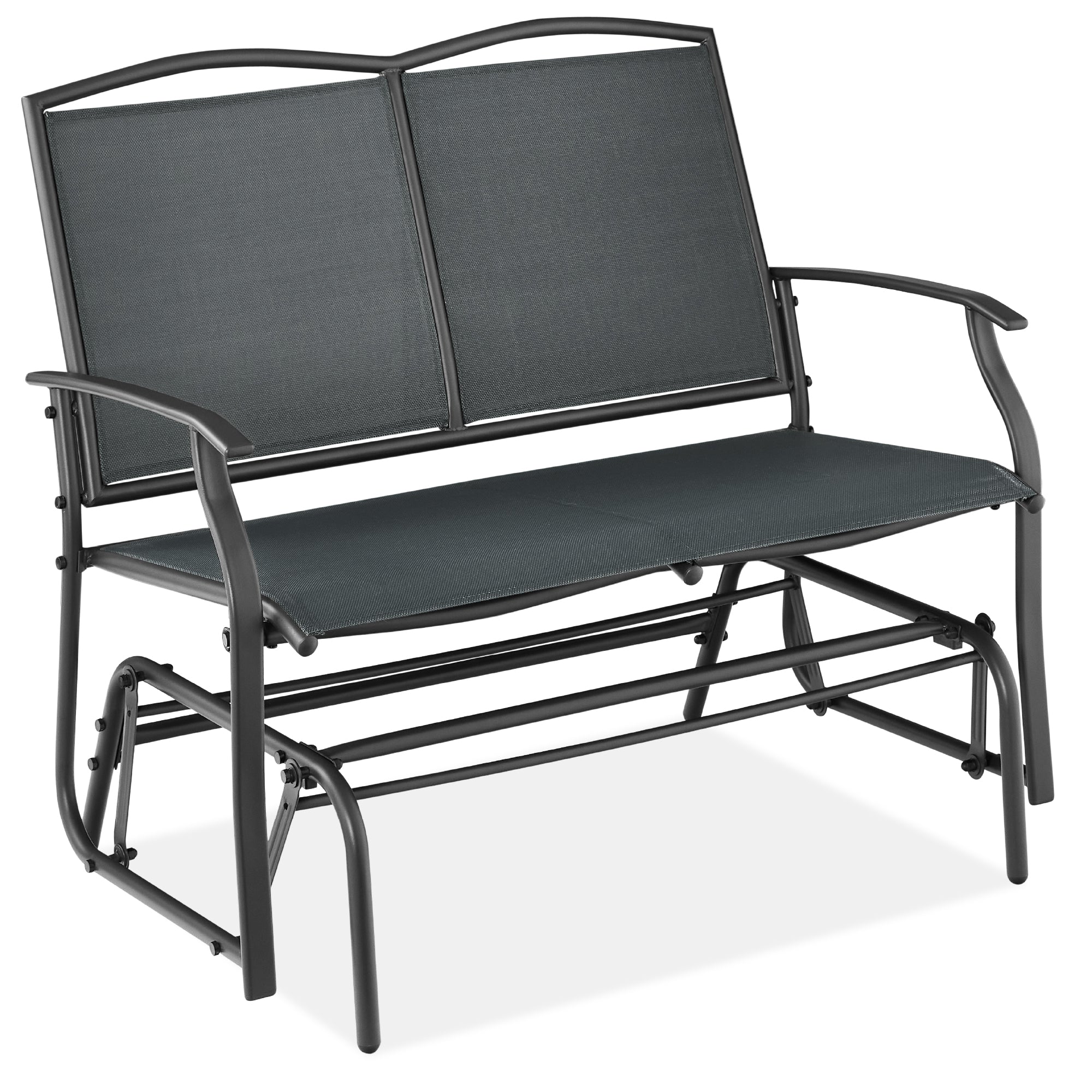 2-Person Patio Loveseat Swing Glider Bench Rocker with Armrests designed for patio and backyard use