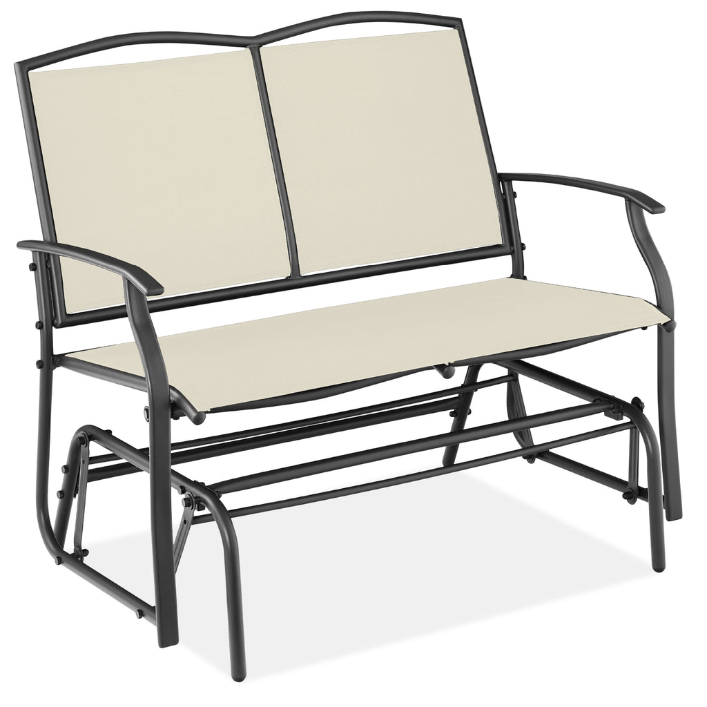 2-Person Patio Loveseat Swing Glider Bench Rocker with Armrests designed for patio and backyard use