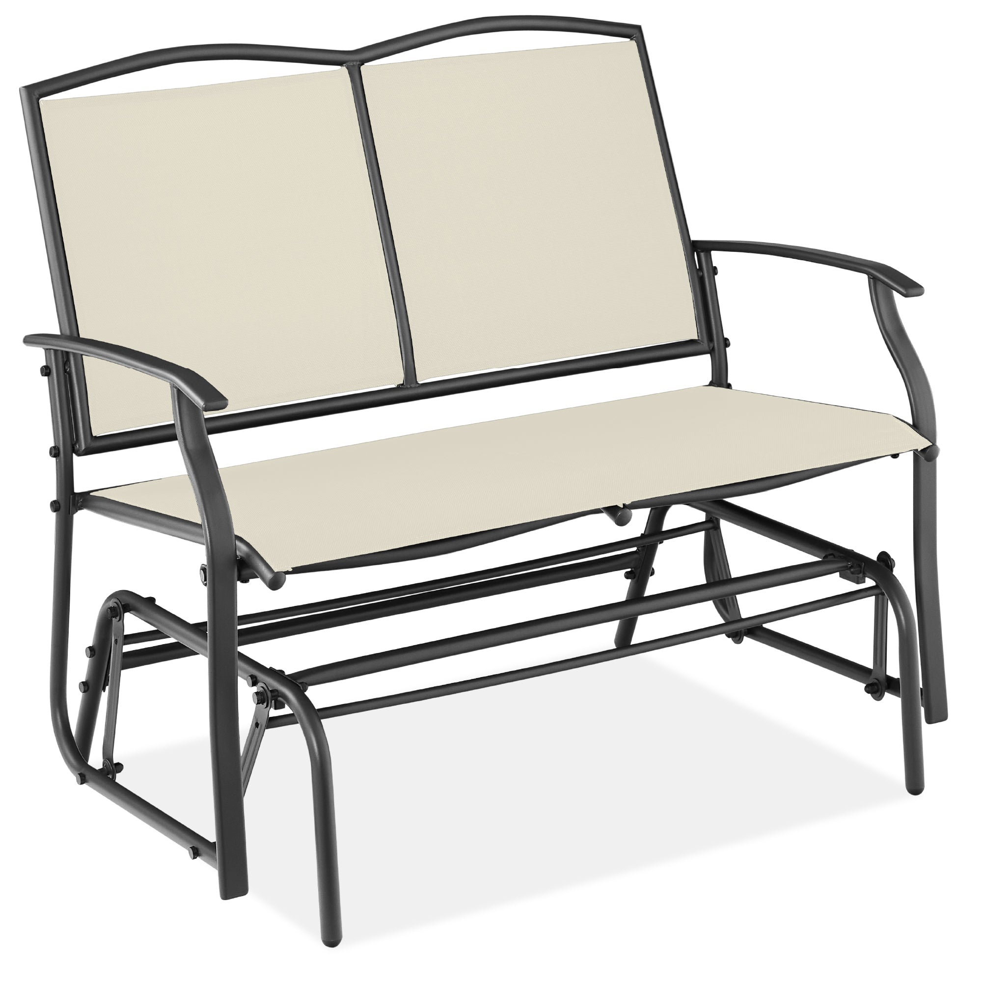 2-Person Patio Loveseat Swing Glider Bench Rocker with Armrests designed for patio and backyard use