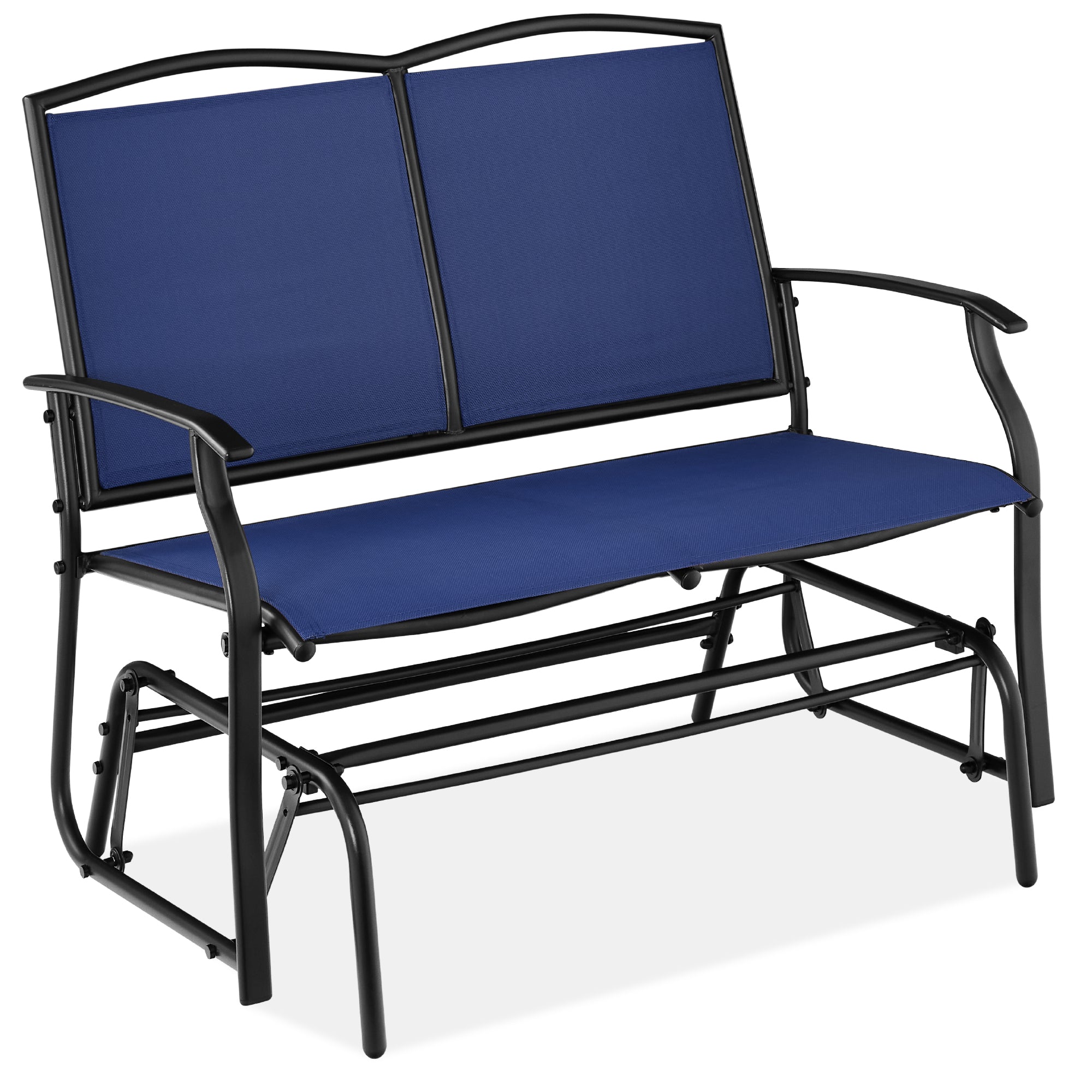 2-Person Patio Loveseat Swing Glider Bench Rocker with Armrests designed for patio and backyard use