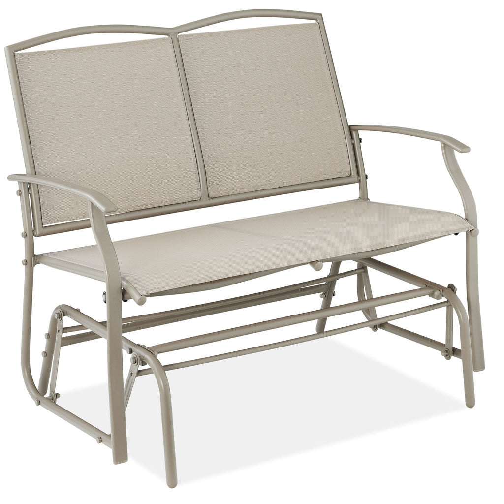 2-Person Patio Loveseat Swing Glider Bench Rocker with Armrests designed for patio and backyard use
