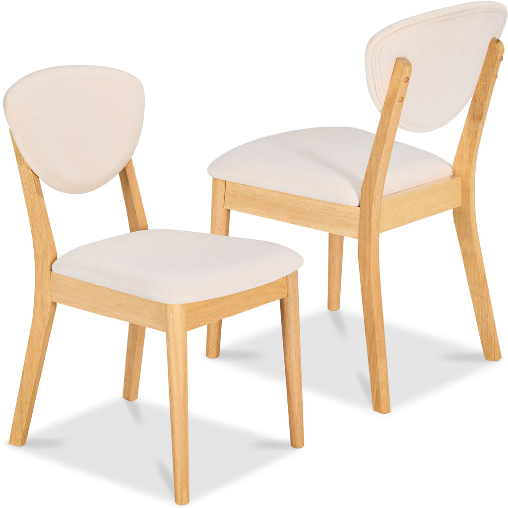 2-Piece Mid-Century Modern Wood and Upholstered Dining Chair Set with practical style for home spaces