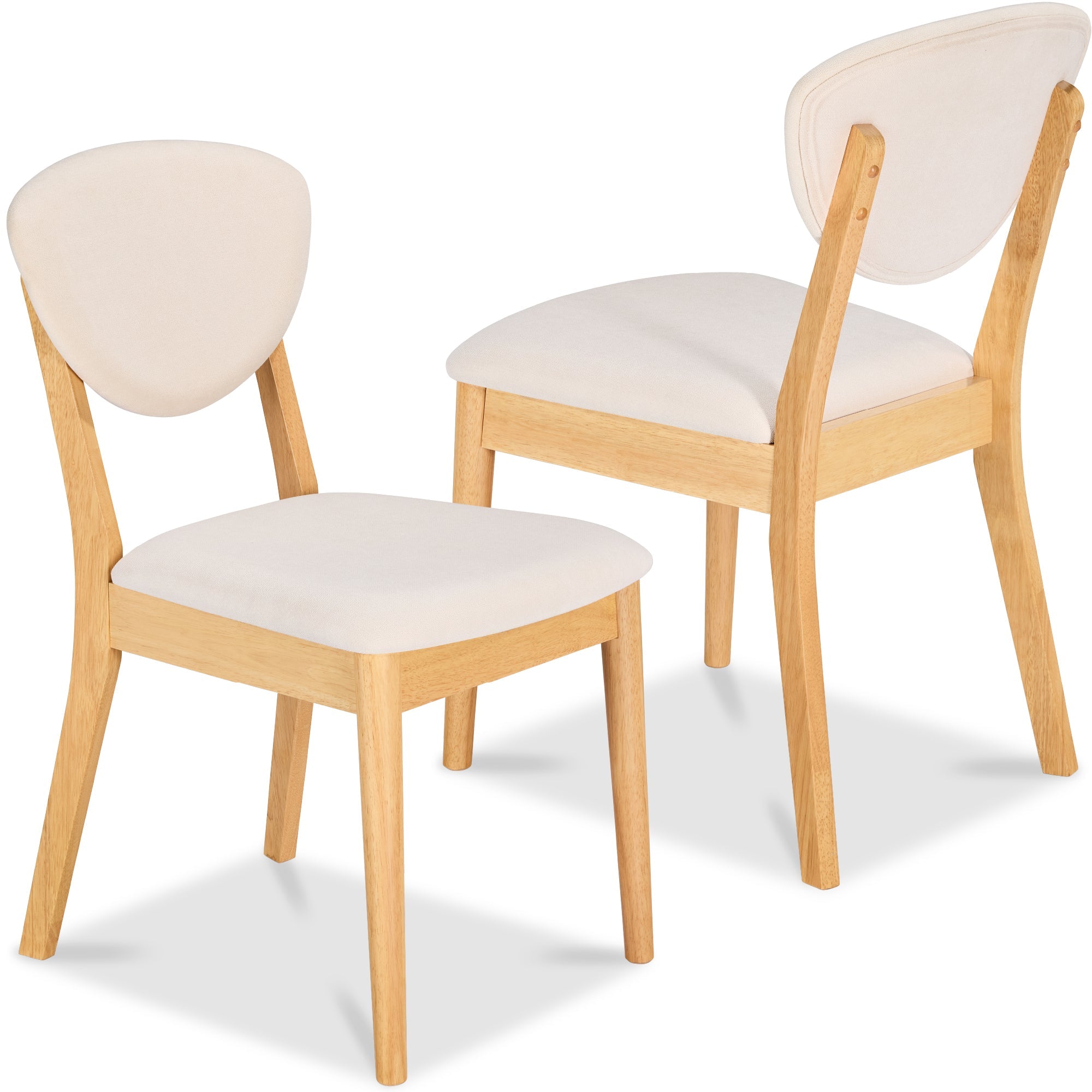 2-Piece Mid-Century Modern Wood and Upholstered Dining Chair Set with practical style for home spaces