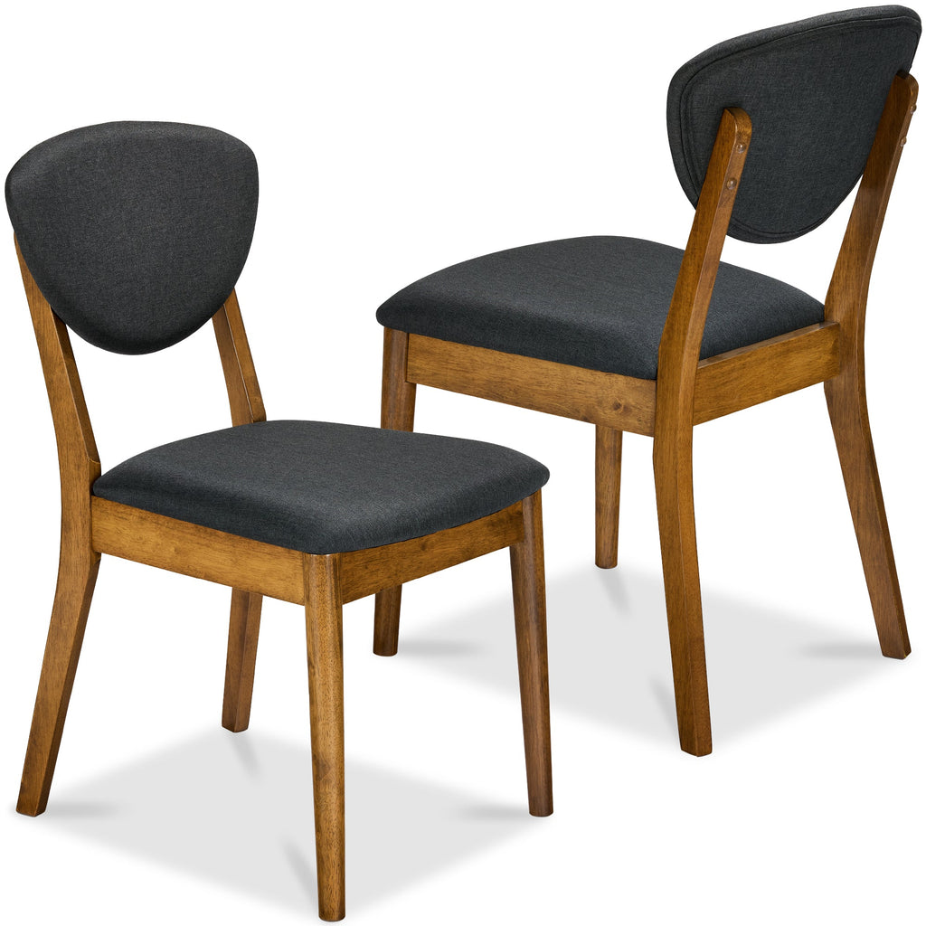 2-Piece Mid-Century Modern Wood and Upholstered Dining Chair Set with practical style for home spaces