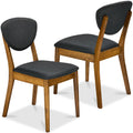 2-Piece Mid-Century Modern Wood and Upholstered Dining Chair Set with practical style for home spaces