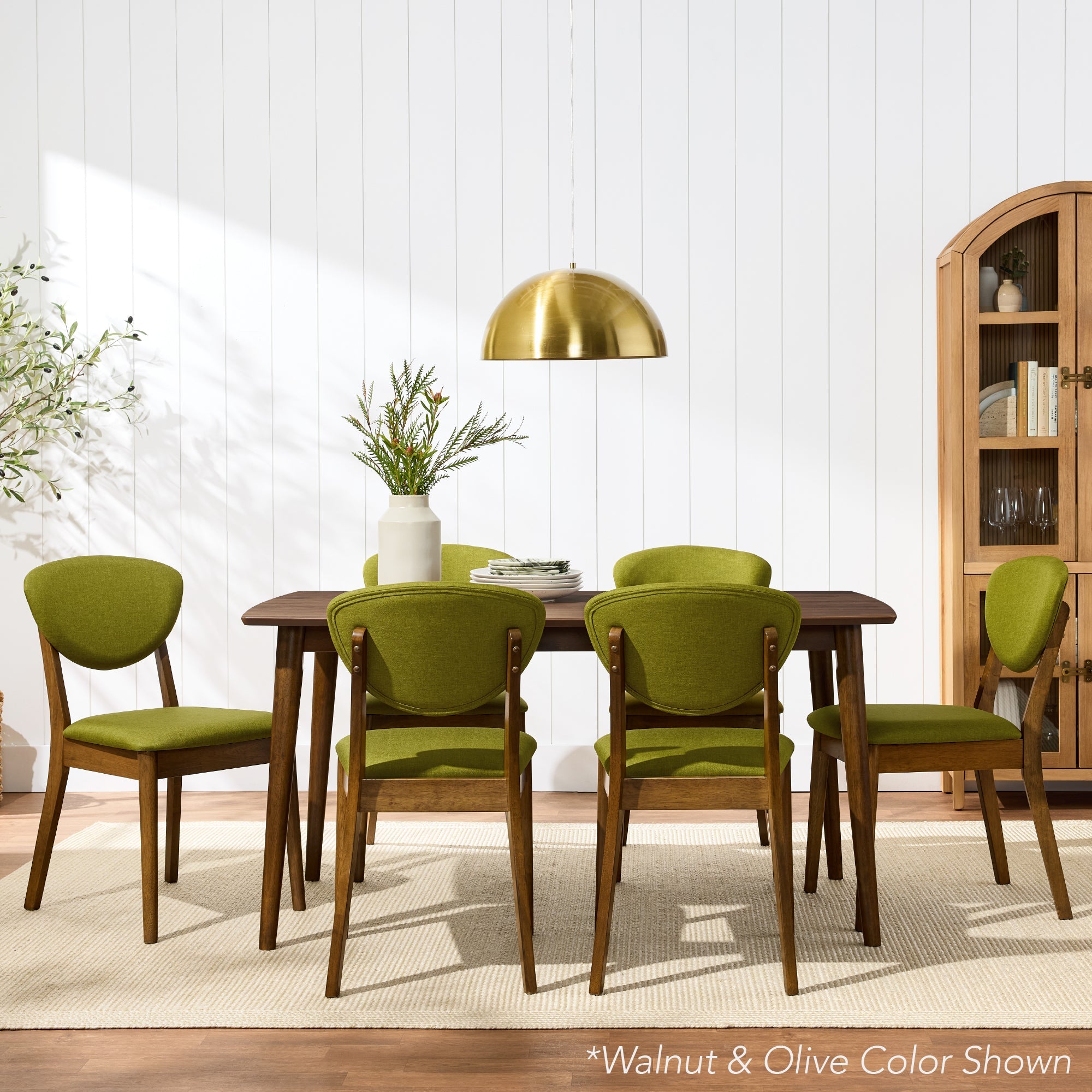 2-Piece Mid-Century Modern Wood and Upholstered Dining Chair Set with practical style for home spaces