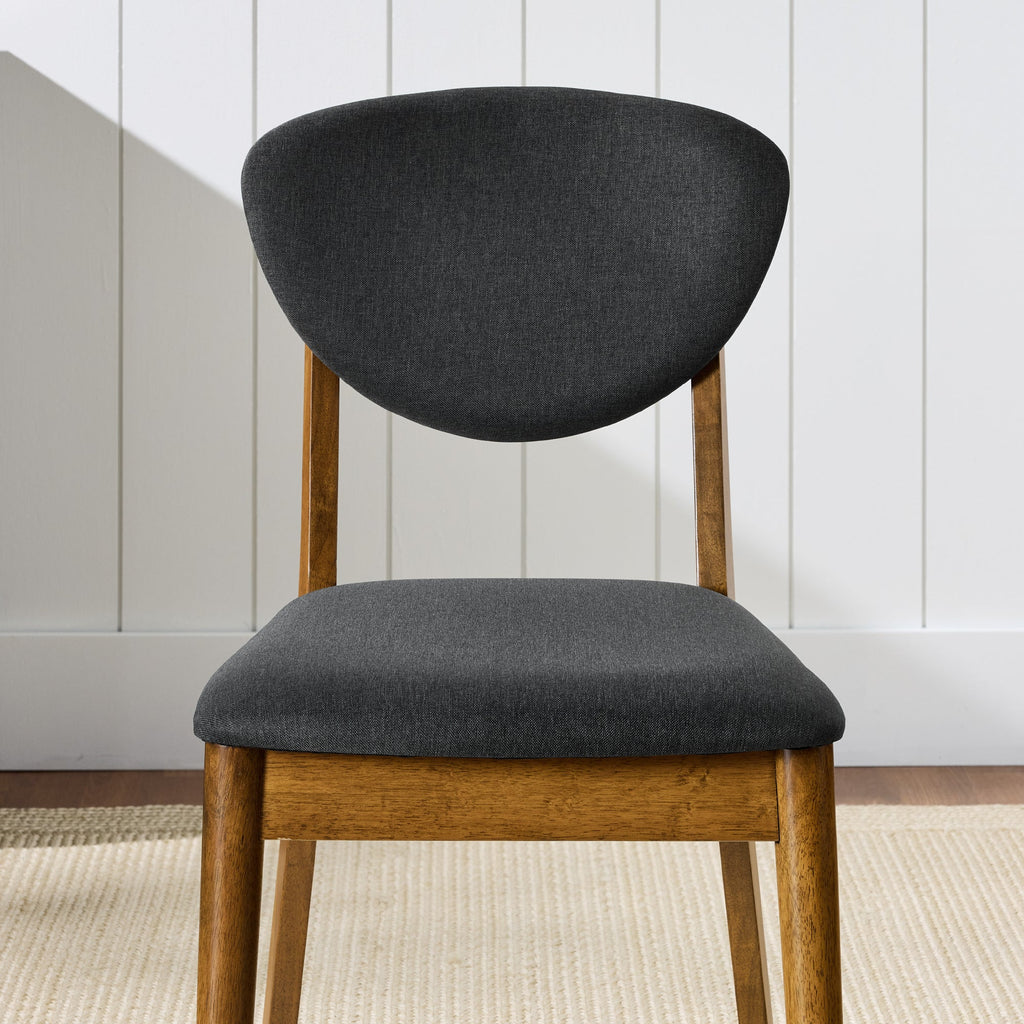2-Piece Mid-Century Modern Wood and Upholstered Dining Chair Set with practical style for home spaces