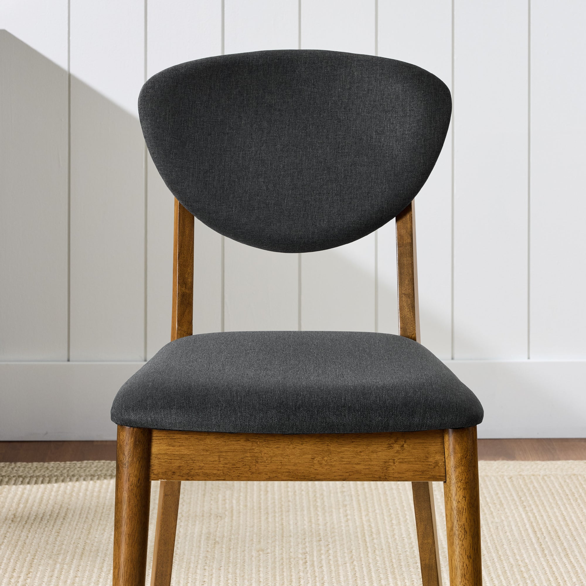 2-Piece Mid-Century Modern Wood and Upholstered Dining Chair Set with practical style for home spaces