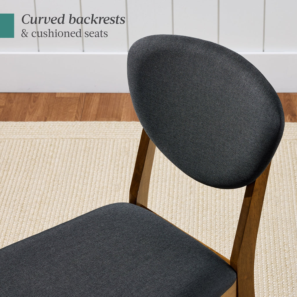 2-Piece Mid-Century Modern Wood and Upholstered Dining Chair Set with practical style for home spaces