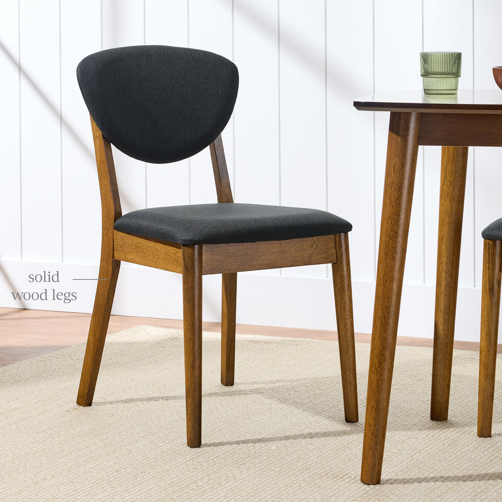 2-Piece Mid-Century Modern Wood and Upholstered Dining Chair Set with practical style for home spaces