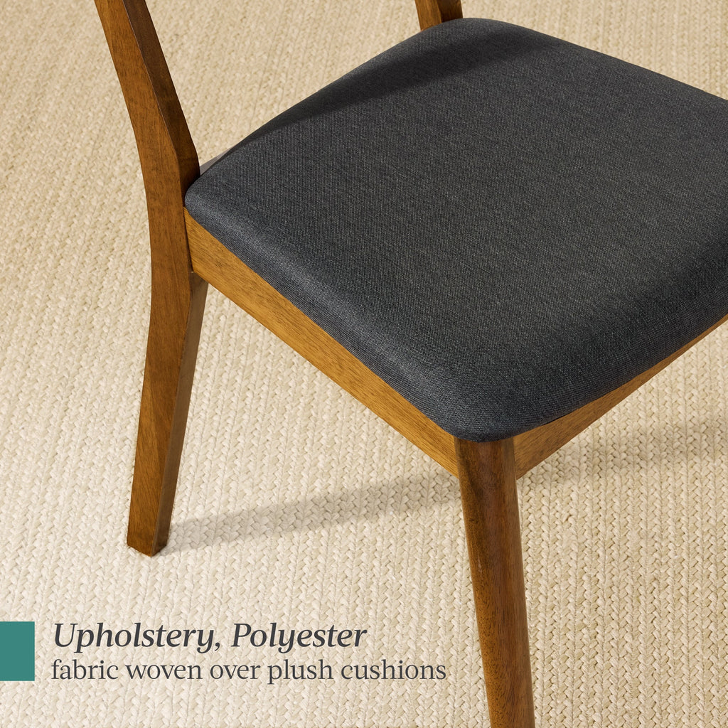 2-Piece Mid-Century Modern Wood and Upholstered Dining Chair Set with practical style for home spaces