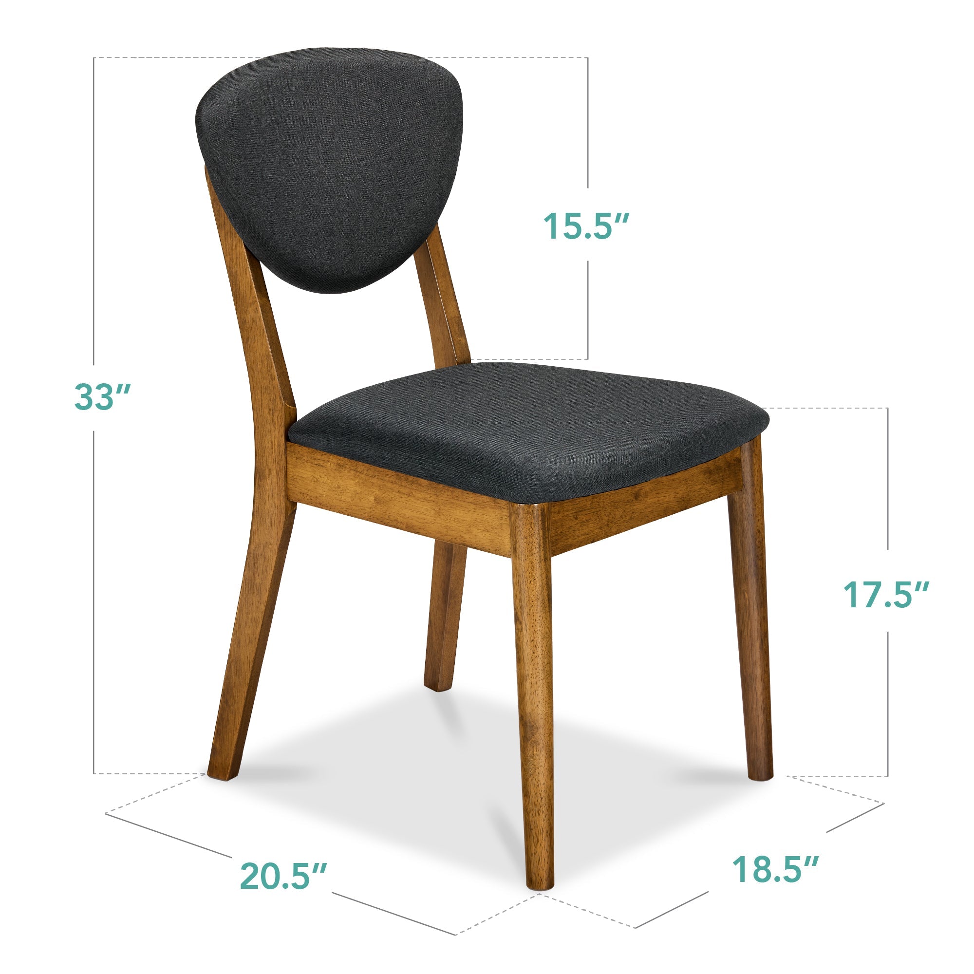 2-Piece Mid-Century Modern Wood and Upholstered Dining Chair Set with practical style for home spaces