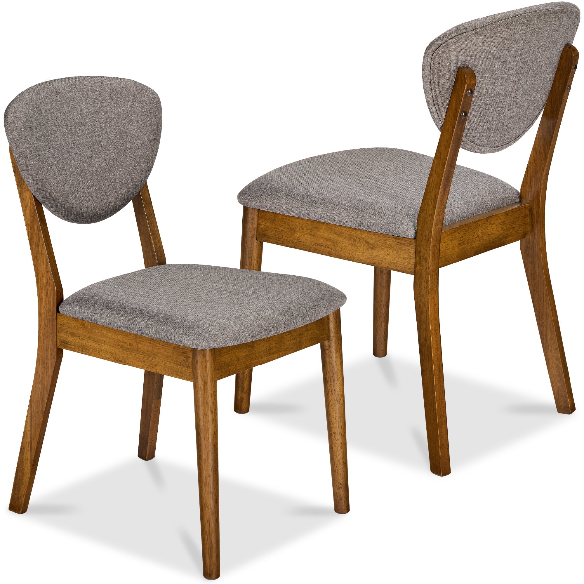 2-Piece Mid-Century Modern Wood and Upholstered Dining Chair Set with practical style for home spaces