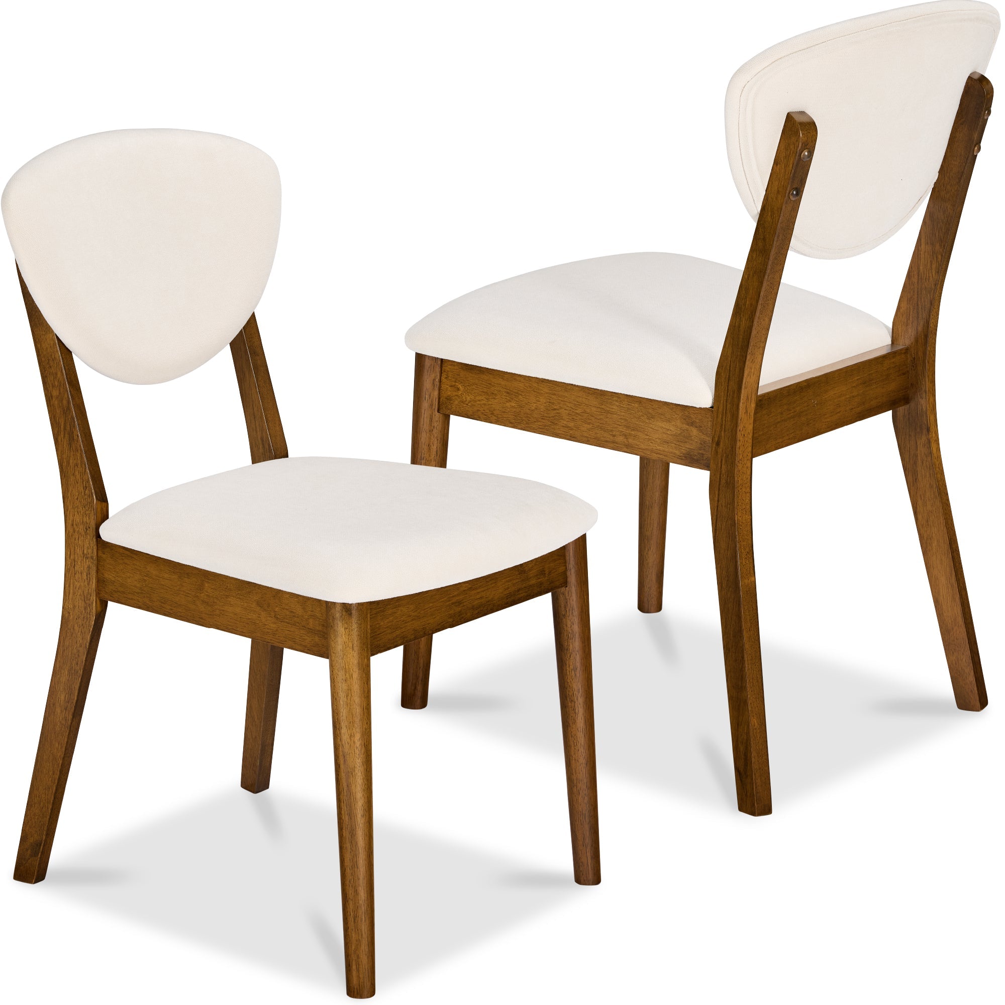2-Piece Mid-Century Modern Wood and Upholstered Dining Chair Set with practical style for home spaces