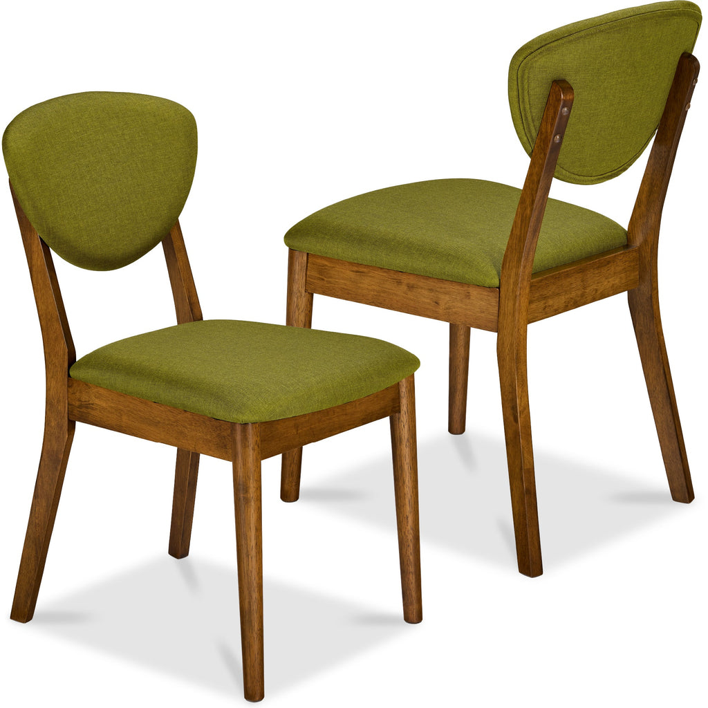 2-Piece Mid-Century Modern Wood and Upholstered Dining Chair Set with practical style for home spaces