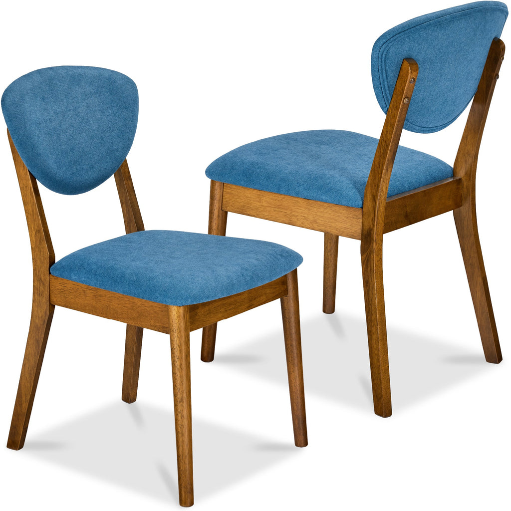 2-Piece Mid-Century Modern Wood and Upholstered Dining Chair Set with practical style for home spaces