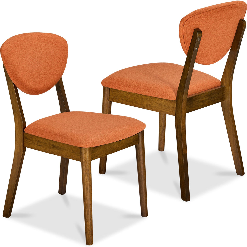 2-Piece Mid-Century Modern Wood and Upholstered Dining Chair Set with practical style for home spaces