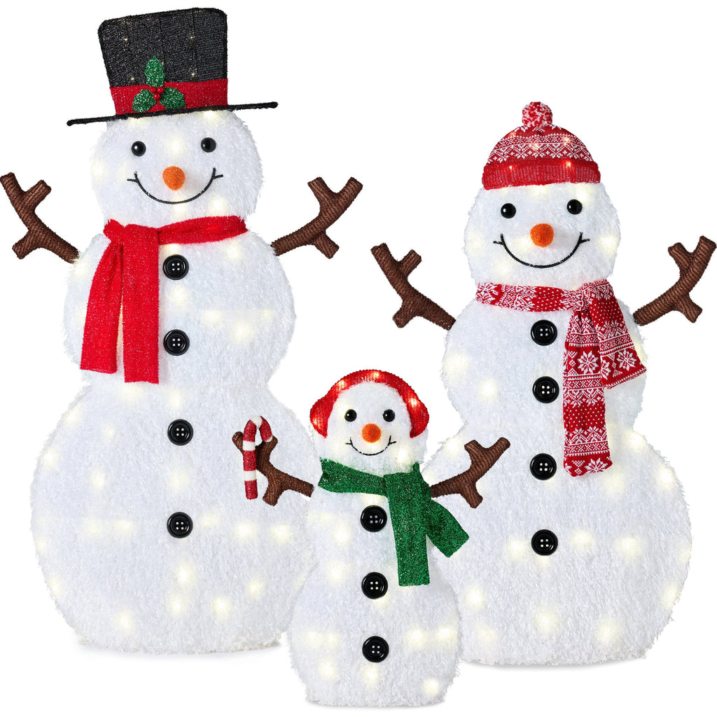 2D Lighted Snowman Family Set Outdoor Yard Decor with Twinkling LED Lights for outdoor comfort and convenience