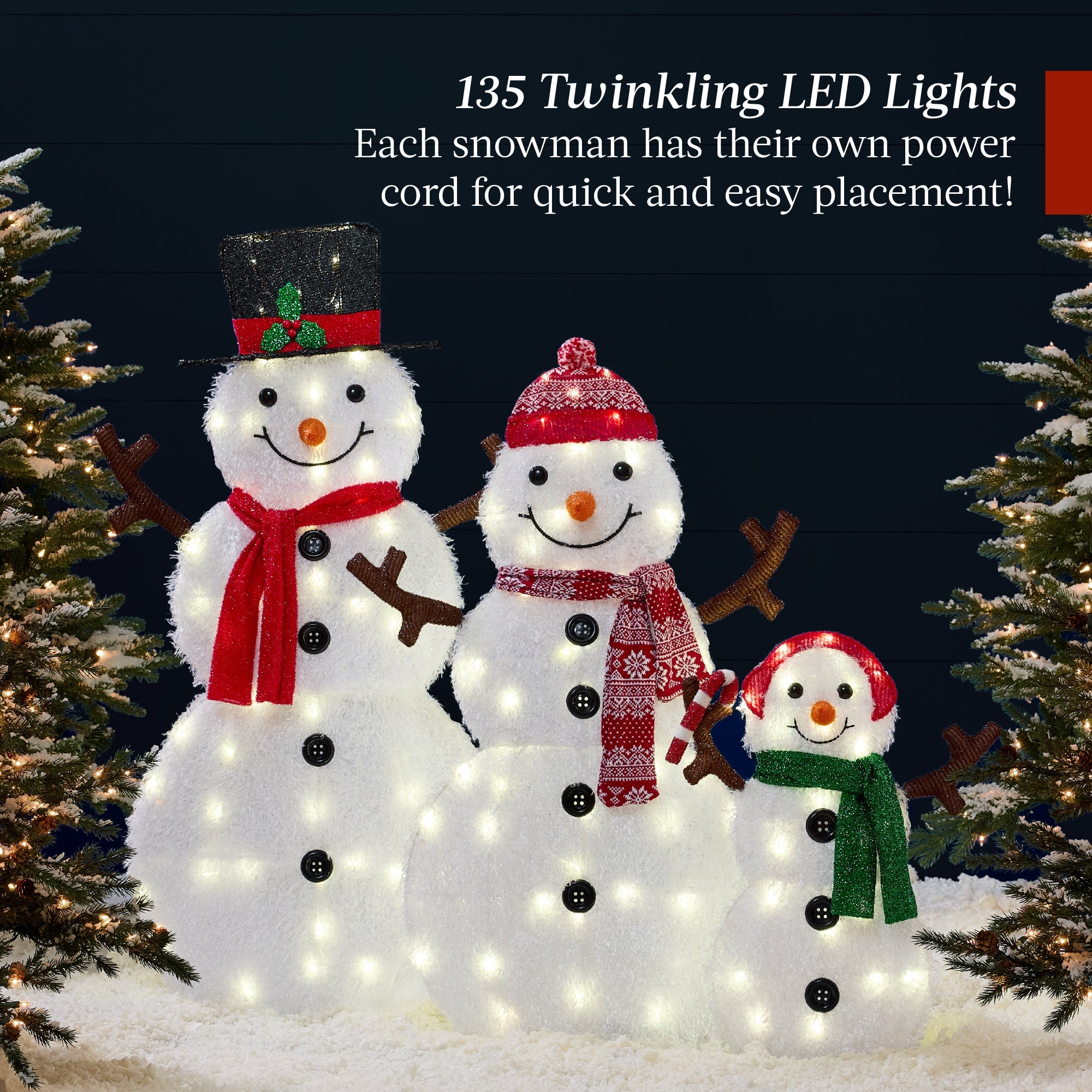2D Lighted Snowman Family Set Outdoor Yard Decor with Twinkling LED Lights for outdoor comfort and convenience