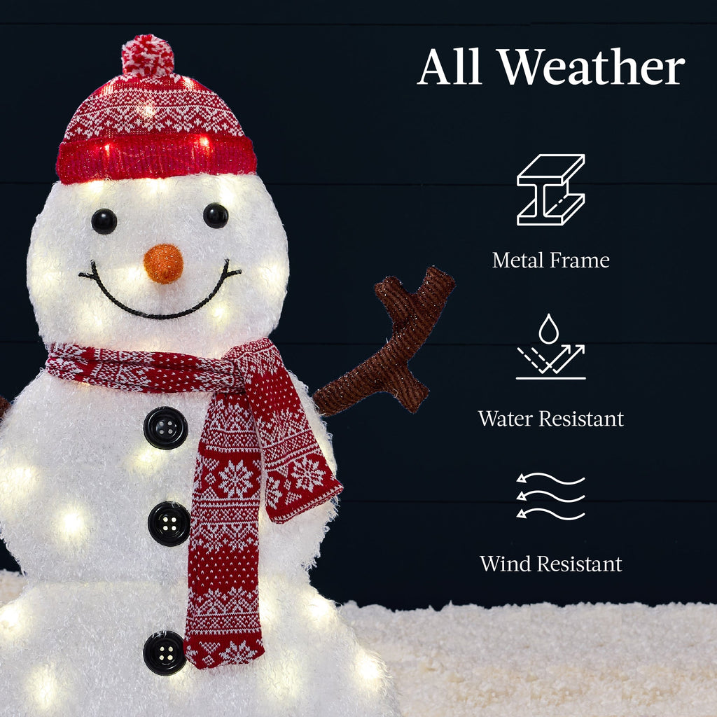 2D Lighted Snowman Family Set Outdoor Yard Decor with Twinkling LED Lights for outdoor comfort and convenience