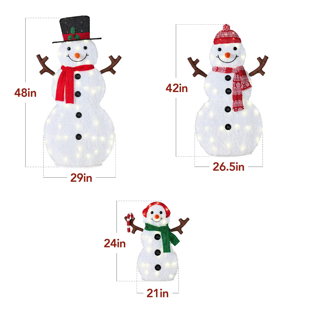 2D Lighted Snowman Family Set Outdoor Yard Decor with Twinkling LED Lights for outdoor comfort and convenience