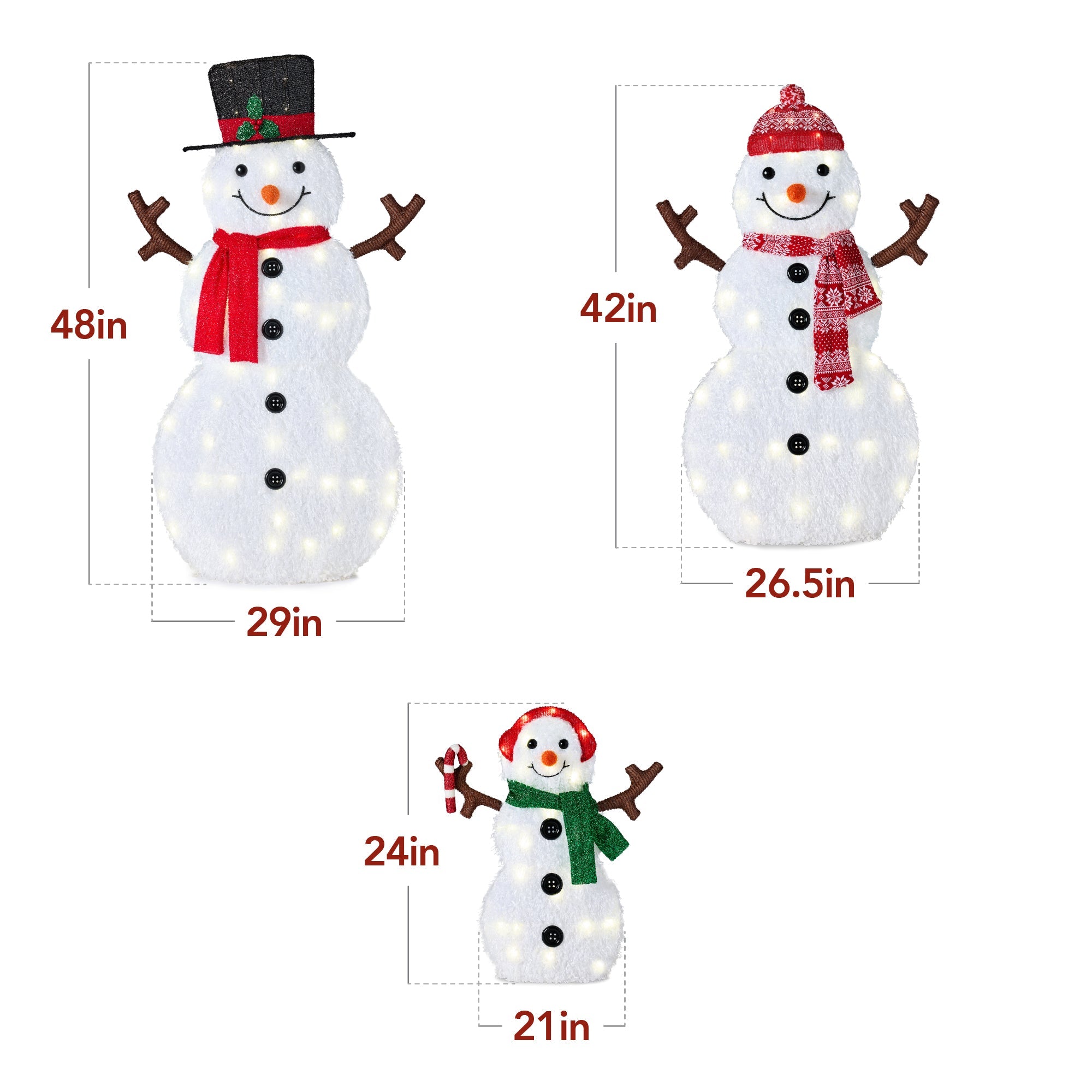 2D Lighted Snowman Family Set Outdoor Yard Decor with Twinkling LED Lights for outdoor comfort and convenience