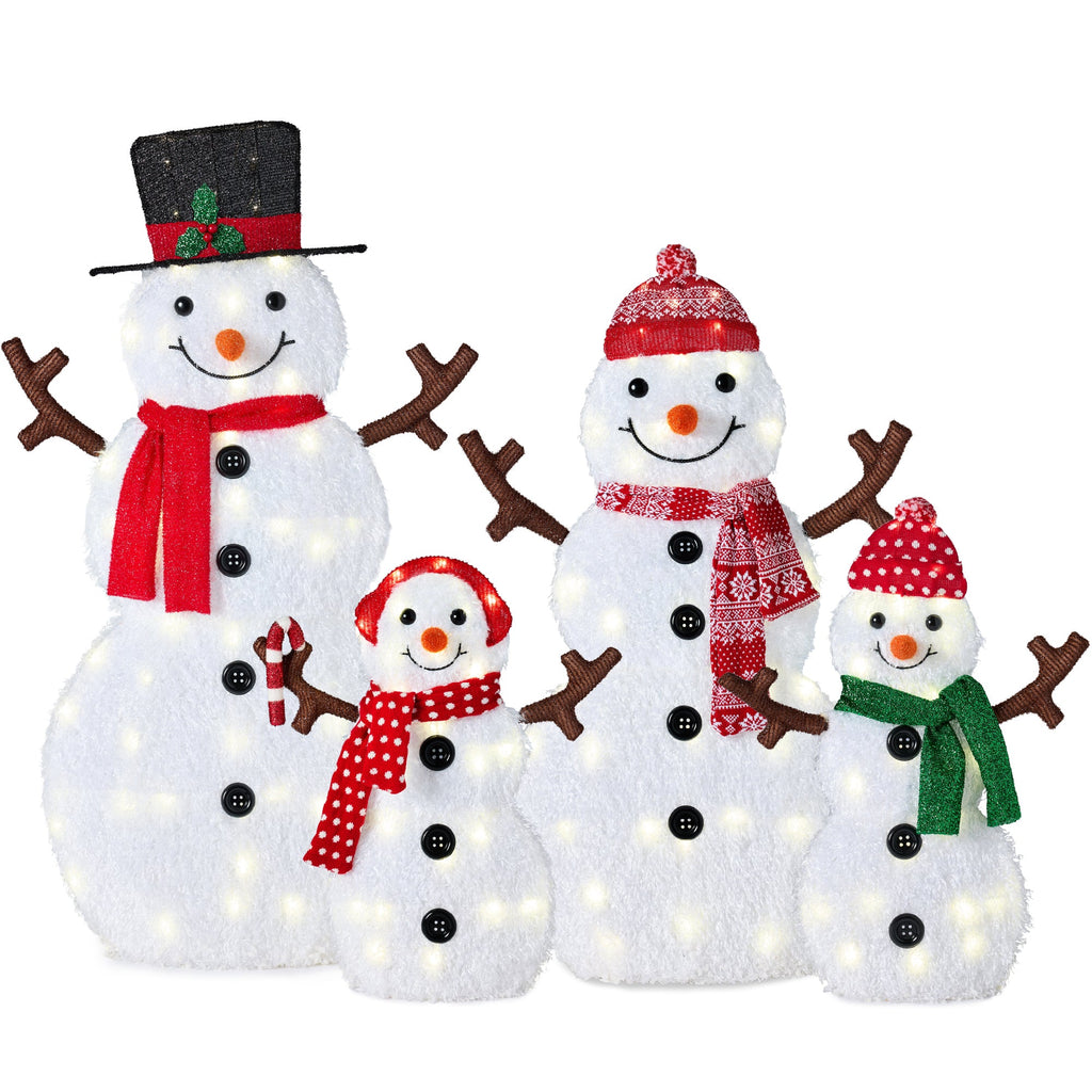 2D Lighted Snowman Family Set Outdoor Yard Decor with Twinkling LED Lights for outdoor comfort and convenience