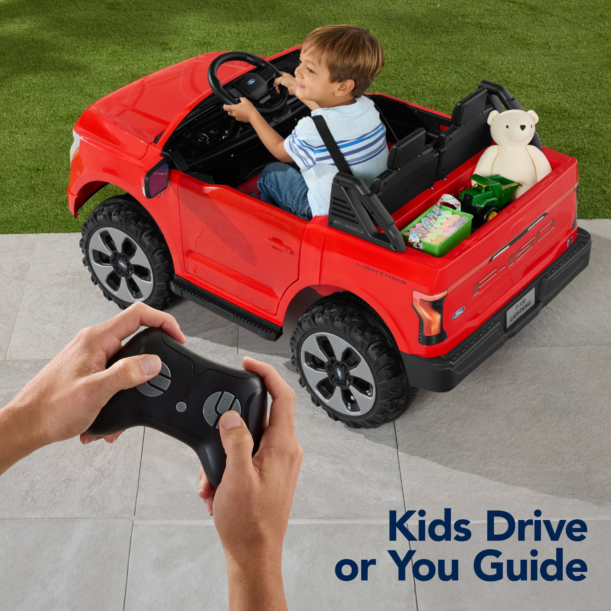 24V Kids Ride On Car Officially Licensed Ford Lightning with Remote 2 Speeds for active play and family fun