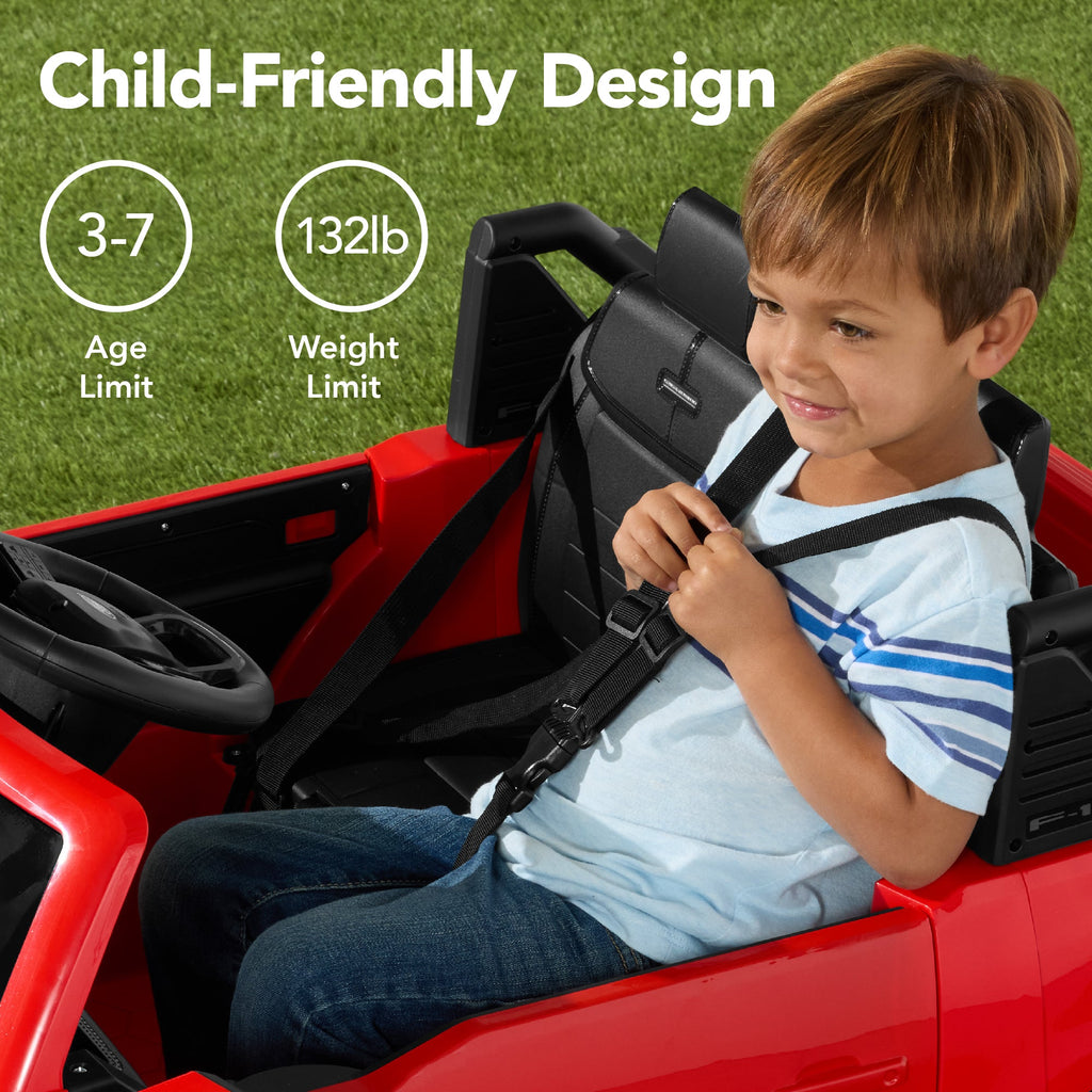 24V Kids Ride On Car Officially Licensed Ford Lightning with Remote 2 Speeds for active play and family fun