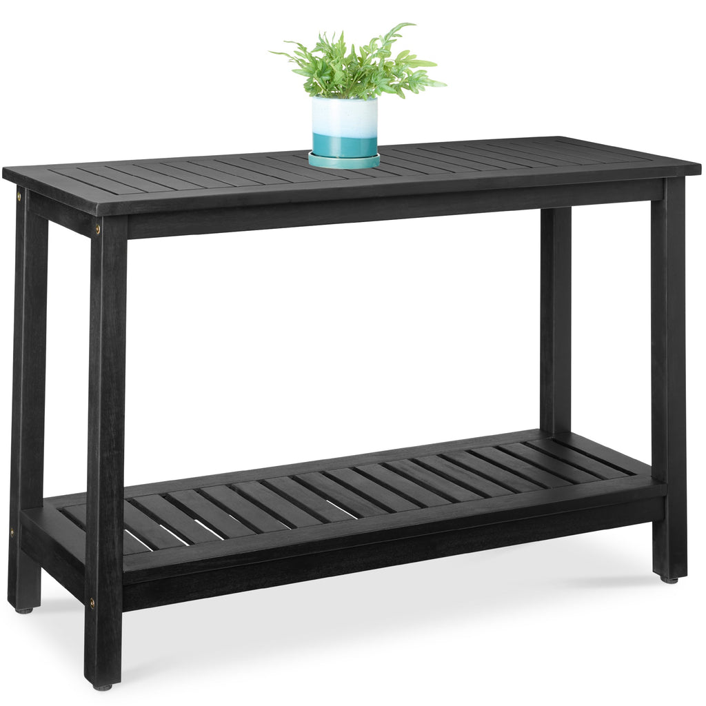 2-Shelf Wooden Console Table Storage Organizer with Natural Finish - 48in with practical style for home spaces