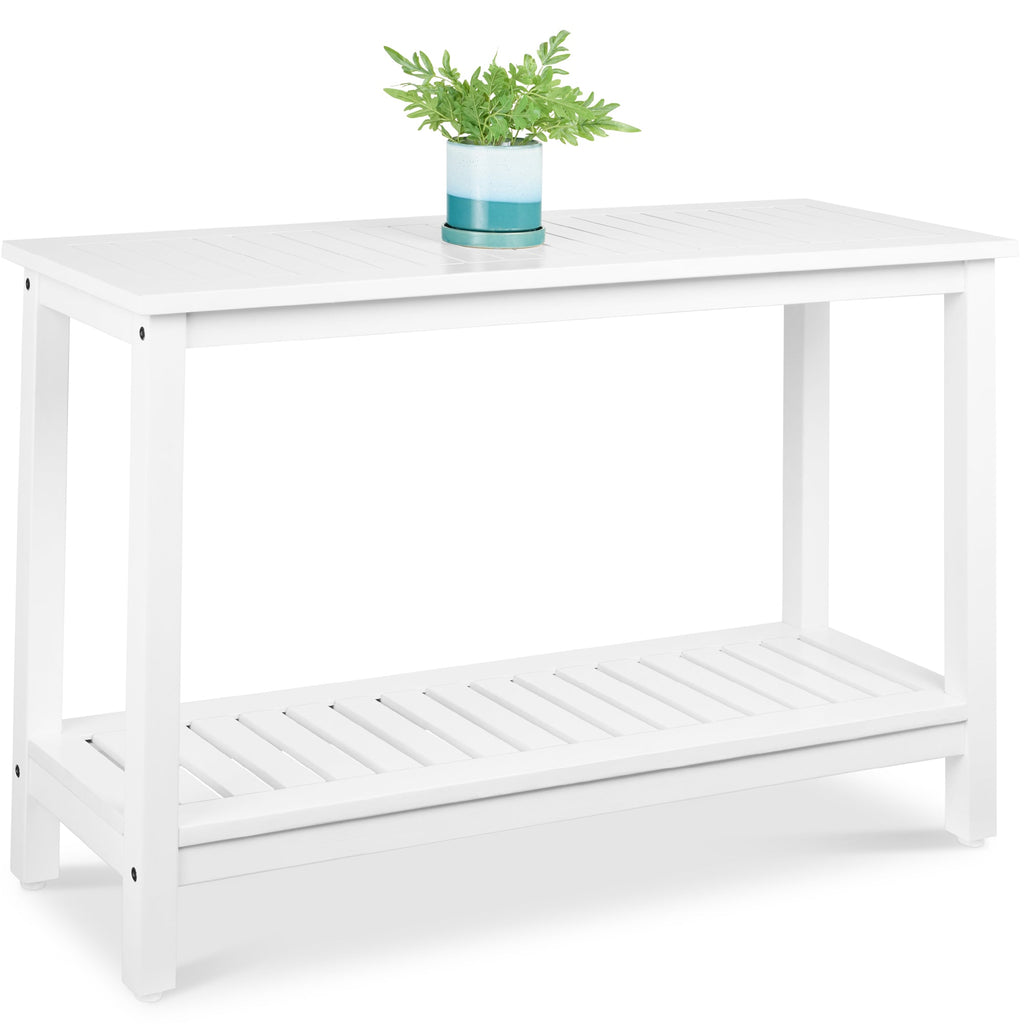 2-Shelf Wooden Console Table Storage Organizer with Natural Finish - 48in with practical style for home spaces