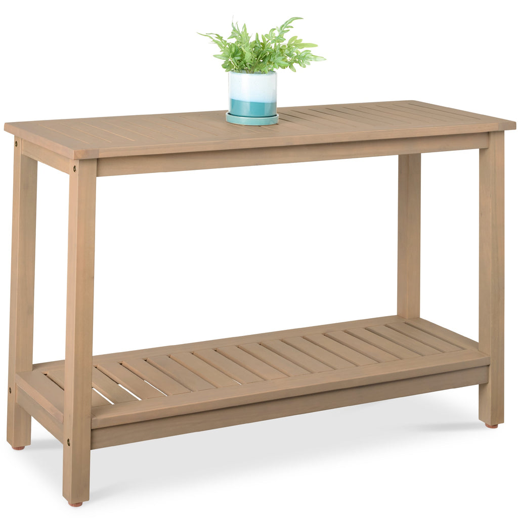 2-Shelf Wooden Console Table Storage Organizer with Natural Finish - 48in with practical style for home spaces
