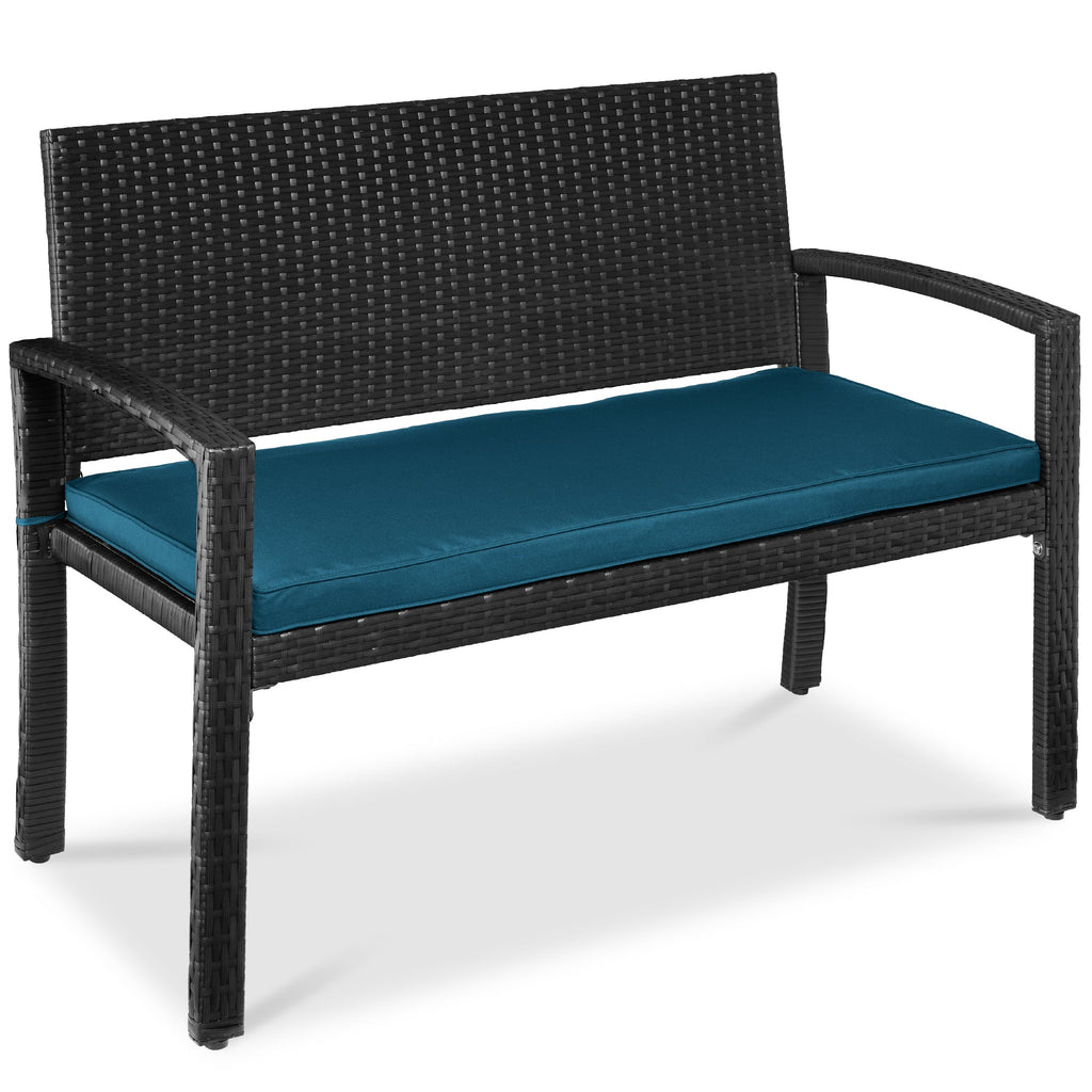 2-Person Wicker Porch Bench for Outdoor Garden with 700lb Capacity - 47in for outdoor comfort and convenience