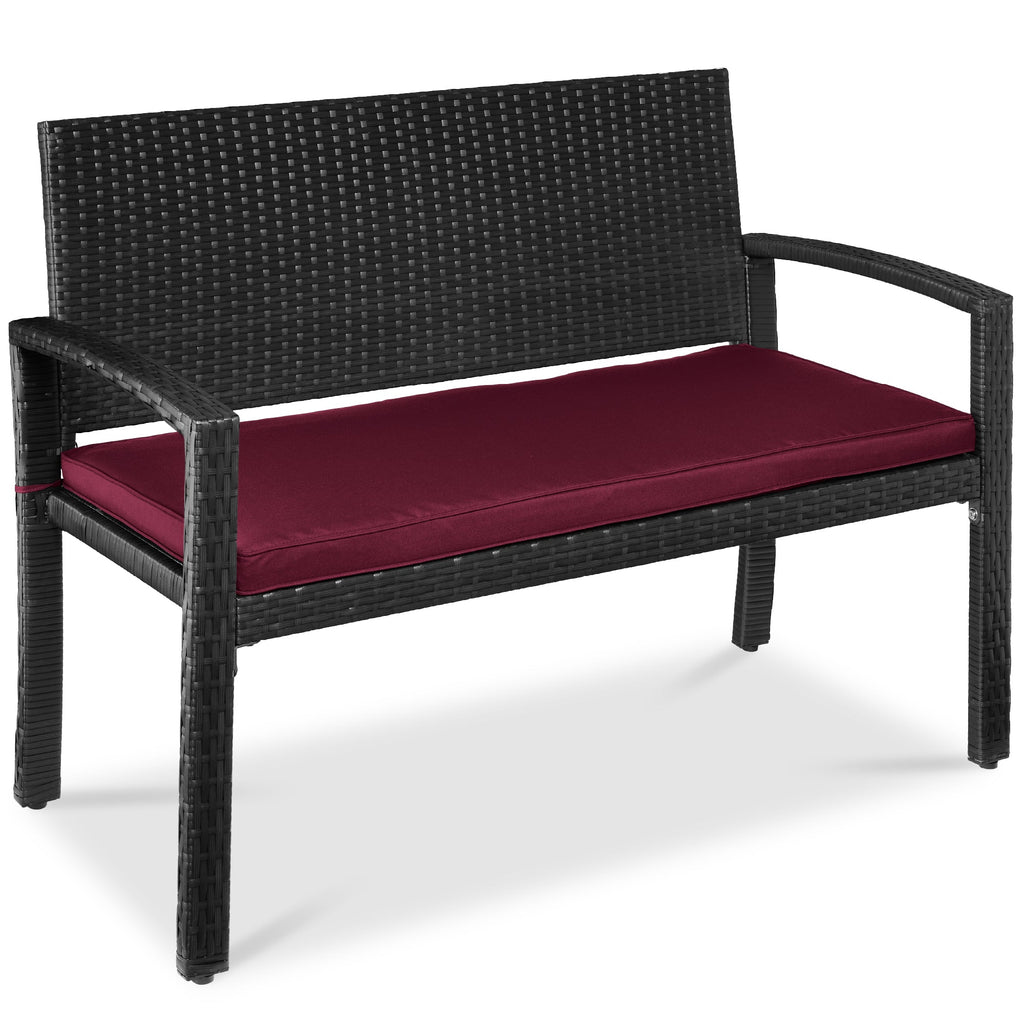 2-Person Wicker Porch Bench for Outdoor Garden with 700lb Capacity - 47in for outdoor comfort and convenience
