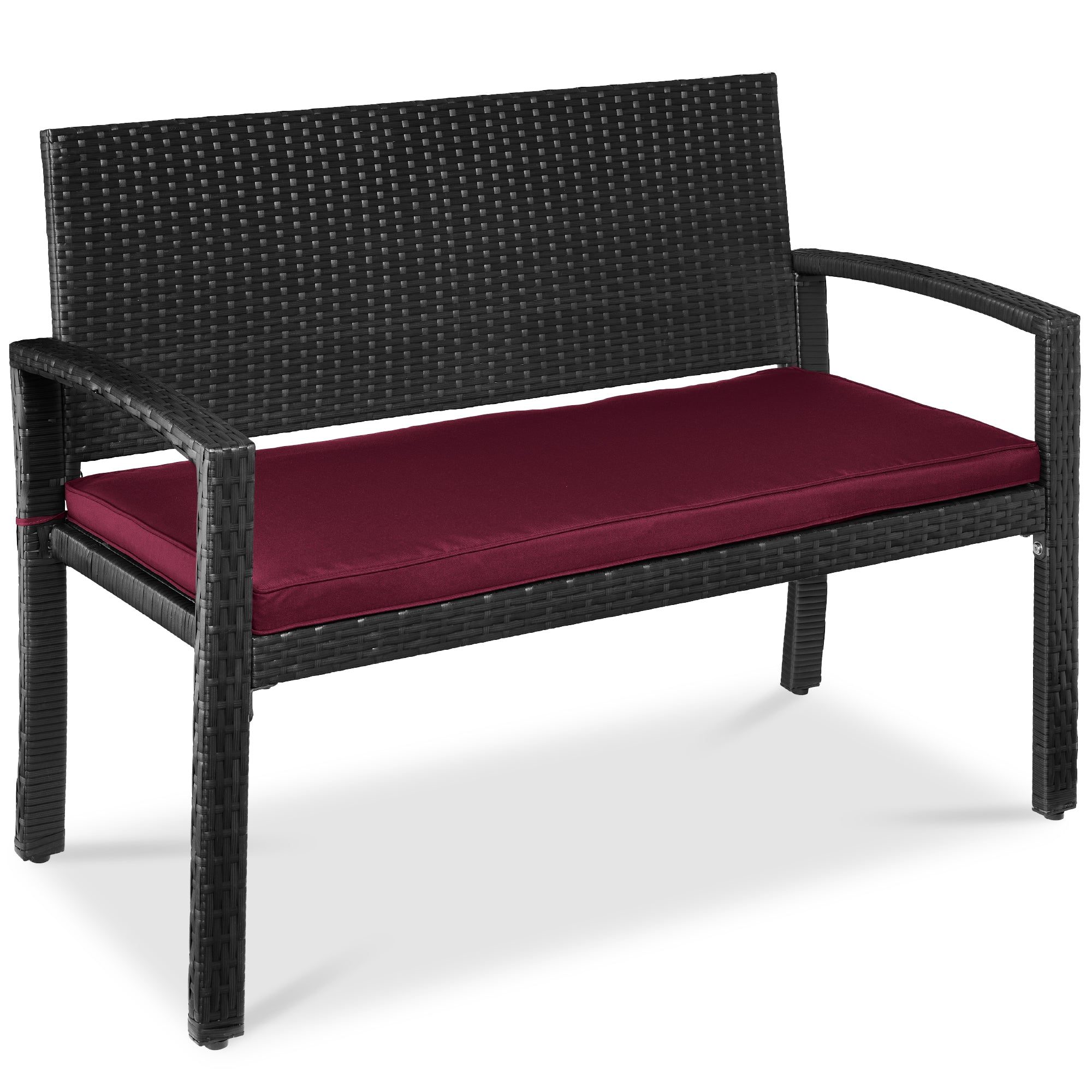 2-Person Wicker Porch Bench for Outdoor Garden with 700lb Capacity - 47in for outdoor comfort and convenience